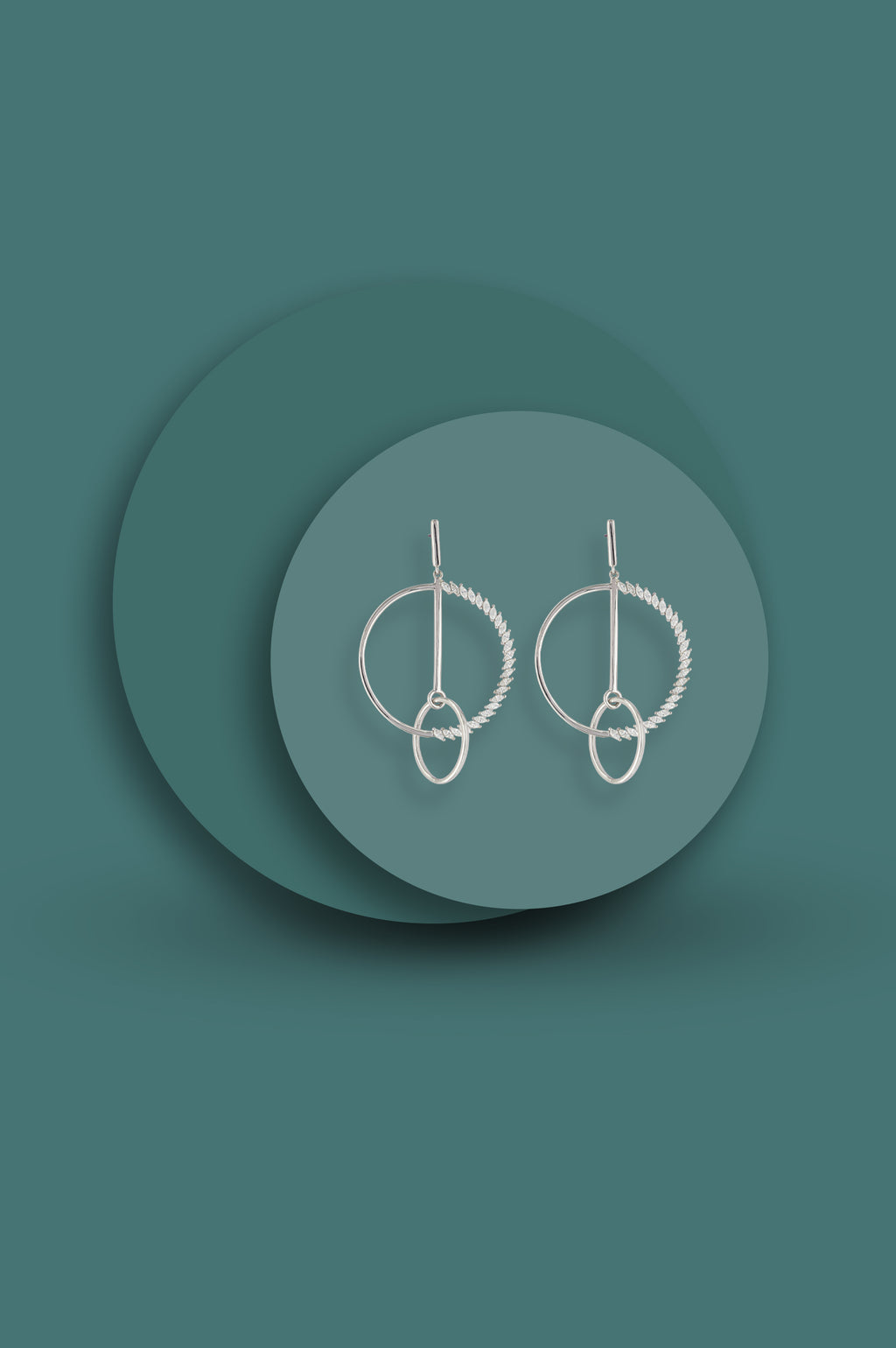 JARY 925 Sterling Silver Orbit Geo Loop Earrings