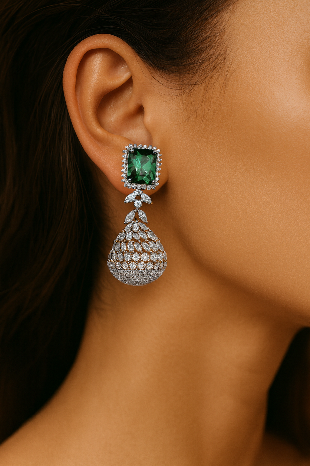 JARY 925 Sterling Silver Royal Emerald Chandelier Drop Earrings
