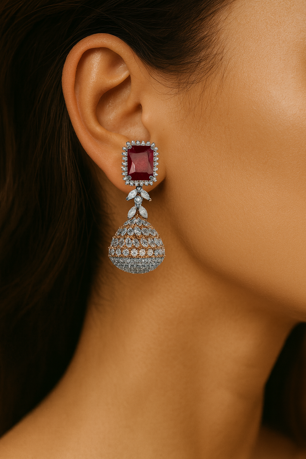 JARY 925 Sterling Silver Regal Ruby Chandelier Drop Earrings