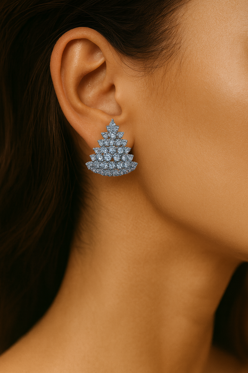 JARY 925 Sterling Silver Radiant Cascade Cluster Earrings