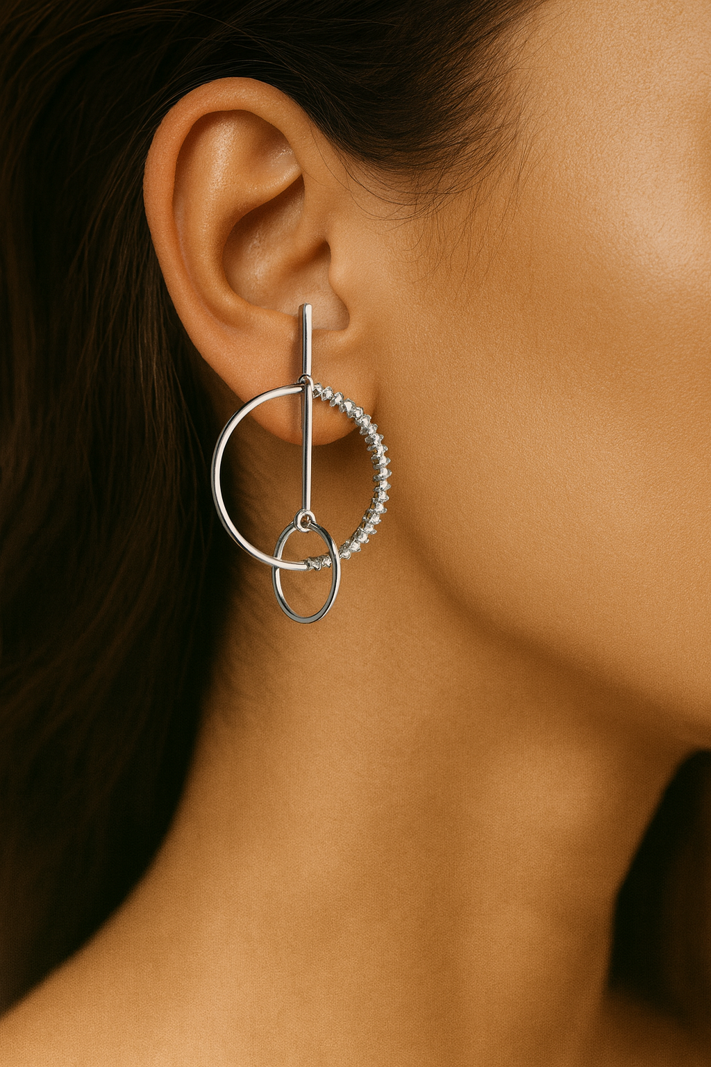 JARY 925 Sterling Silver Orbit Geo Loop Earrings