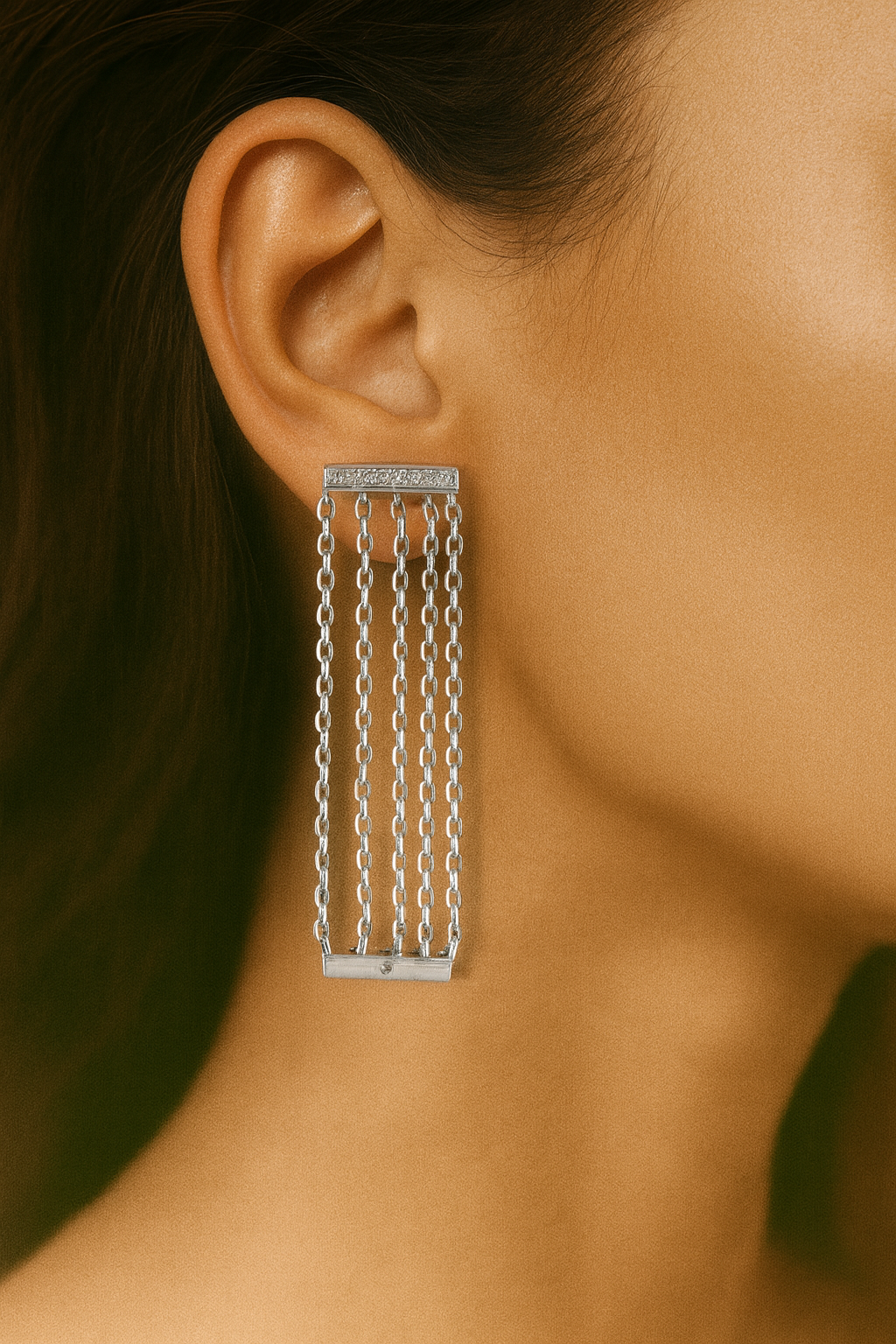 JARY 925 Sterling Silver Cascade Chain Luxe Earrings