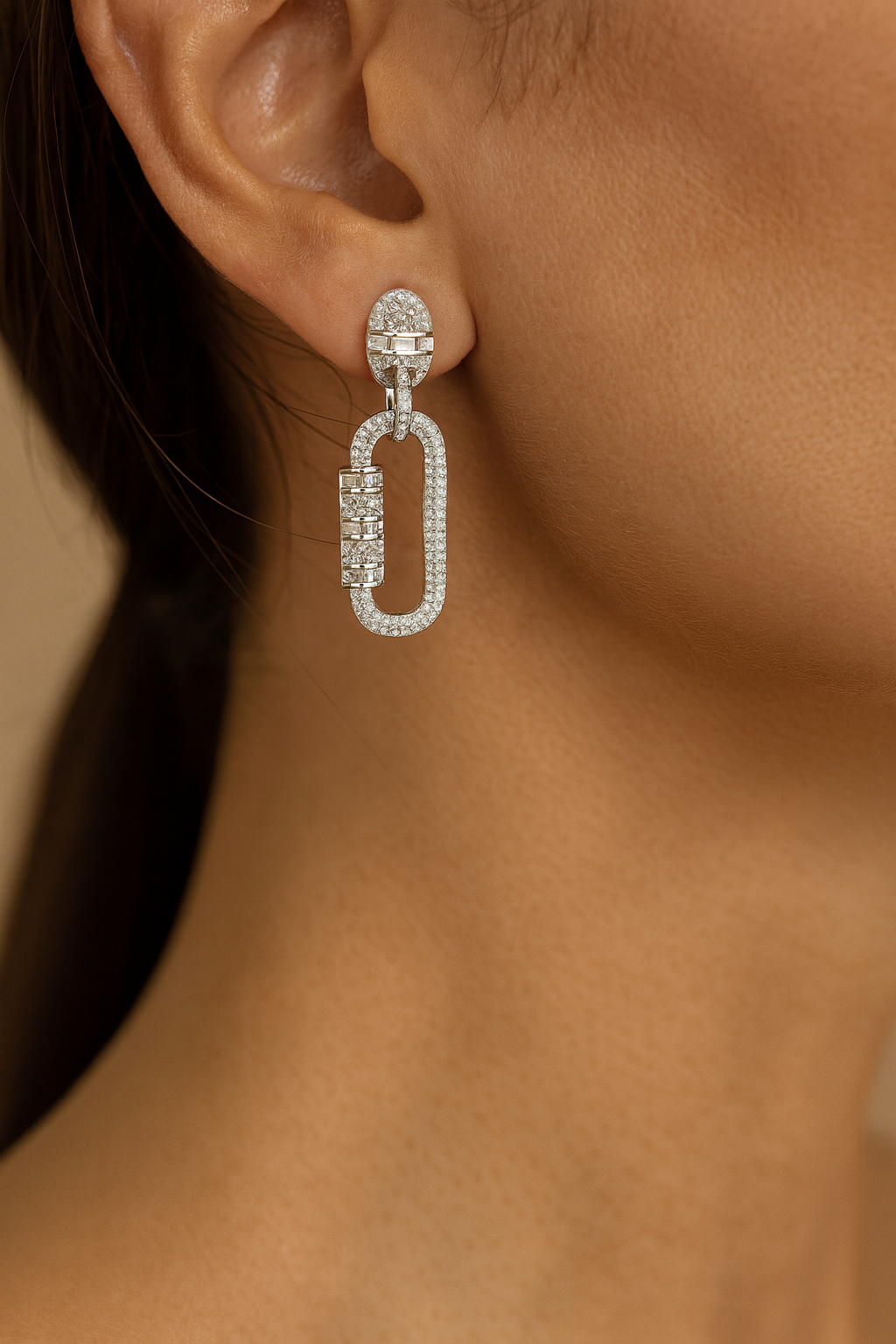 JARY 925 Sterling Silver Frost Link Luxe Earrings