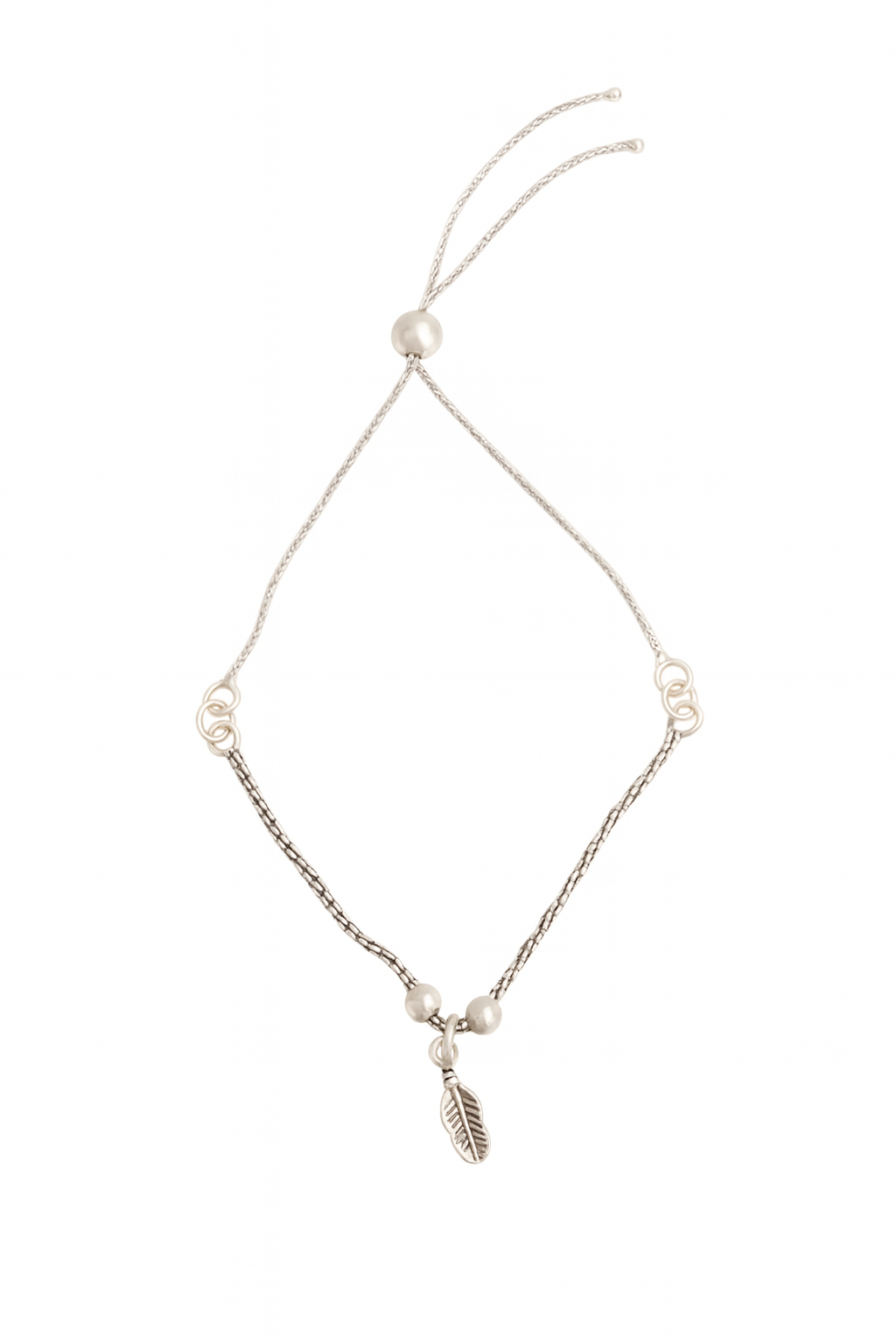 JARY Aaravi 925 Sterling Silver Leaf Charm Dual Chain Payal