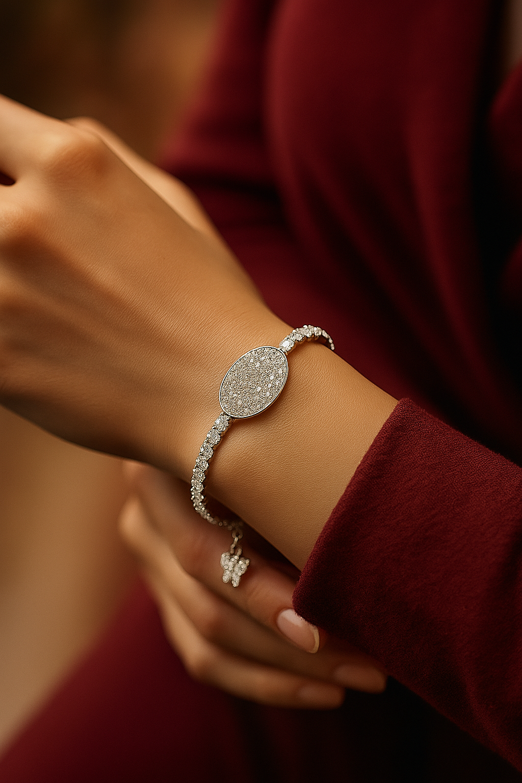 JARY 925 Sterling Silver Eterna Spark Pavé Oval Bracelet