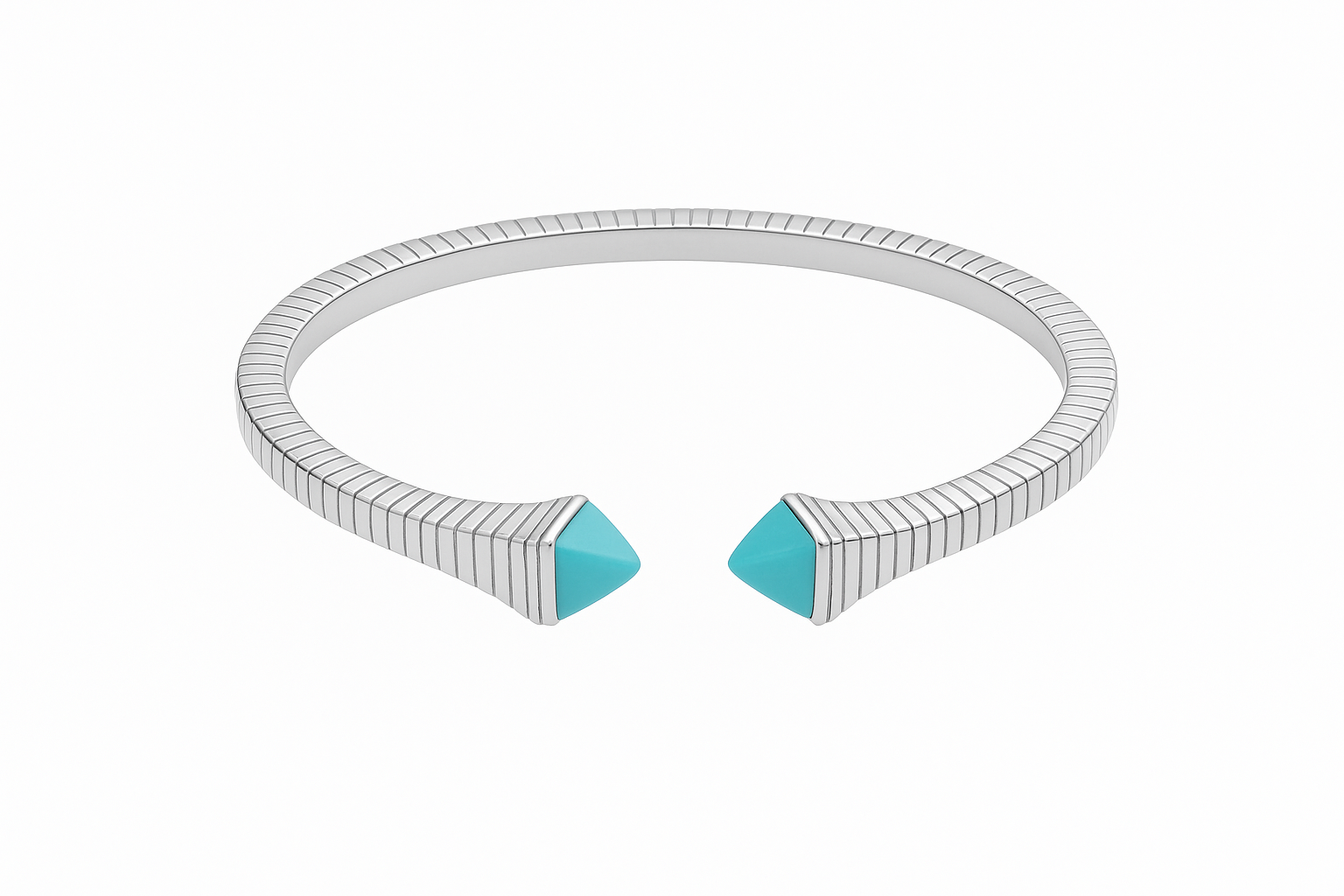 JARY 925 Sterling Silver Aqua Crown Flex Bangle