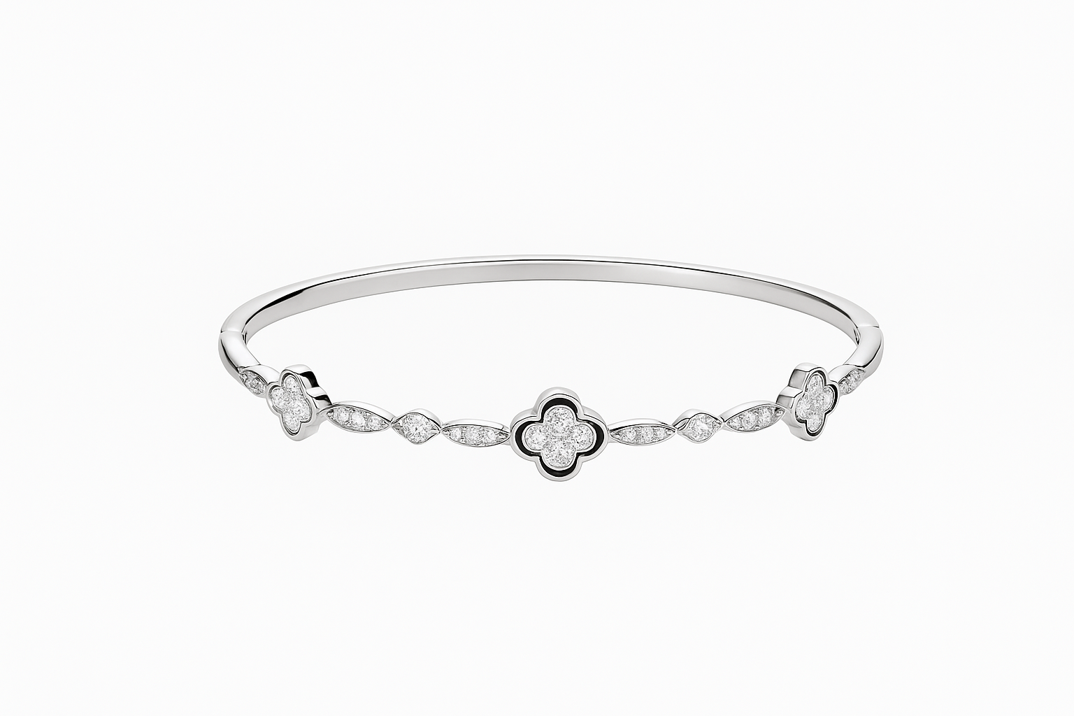 JARY 925 Sterling Silver Royal Clover Charm Bangle