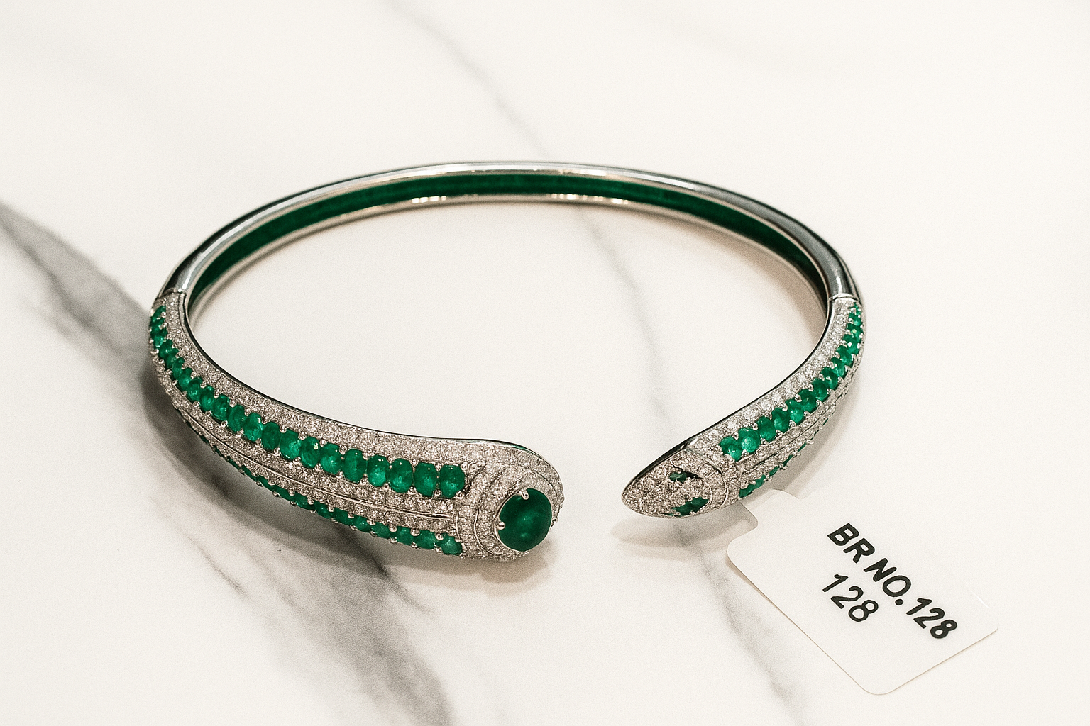 JARY 925 Sterling Silver Emerald Empress Bangle