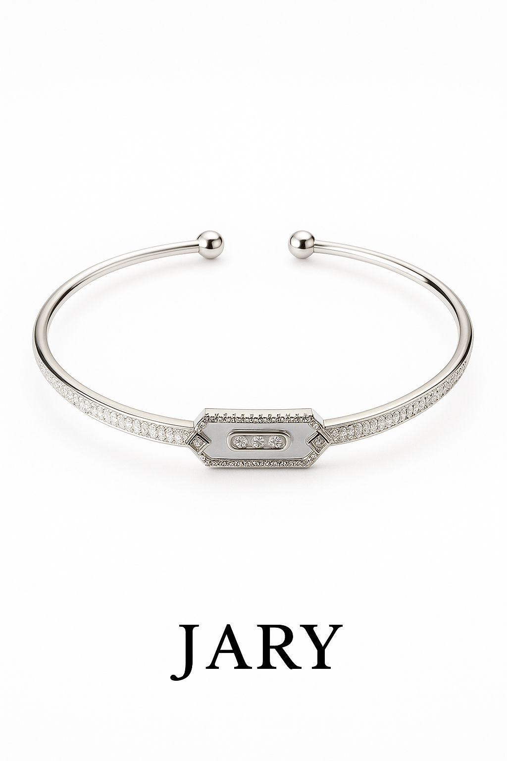 JARY 925 Sterling Silver Royal Hexa Charm Bangle