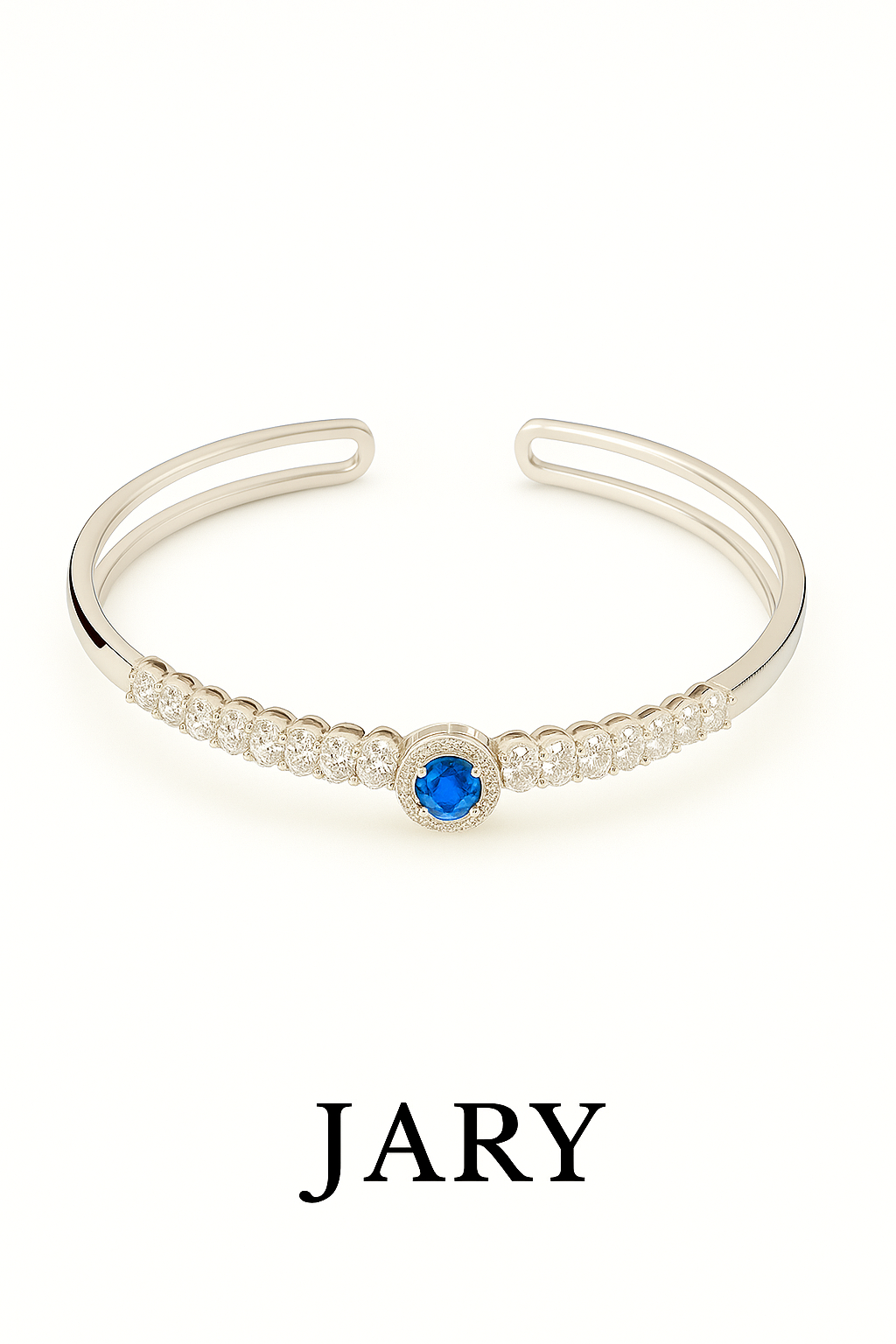 JARY 925 Sterling Silver Sapphire Crown Radiance Bangle