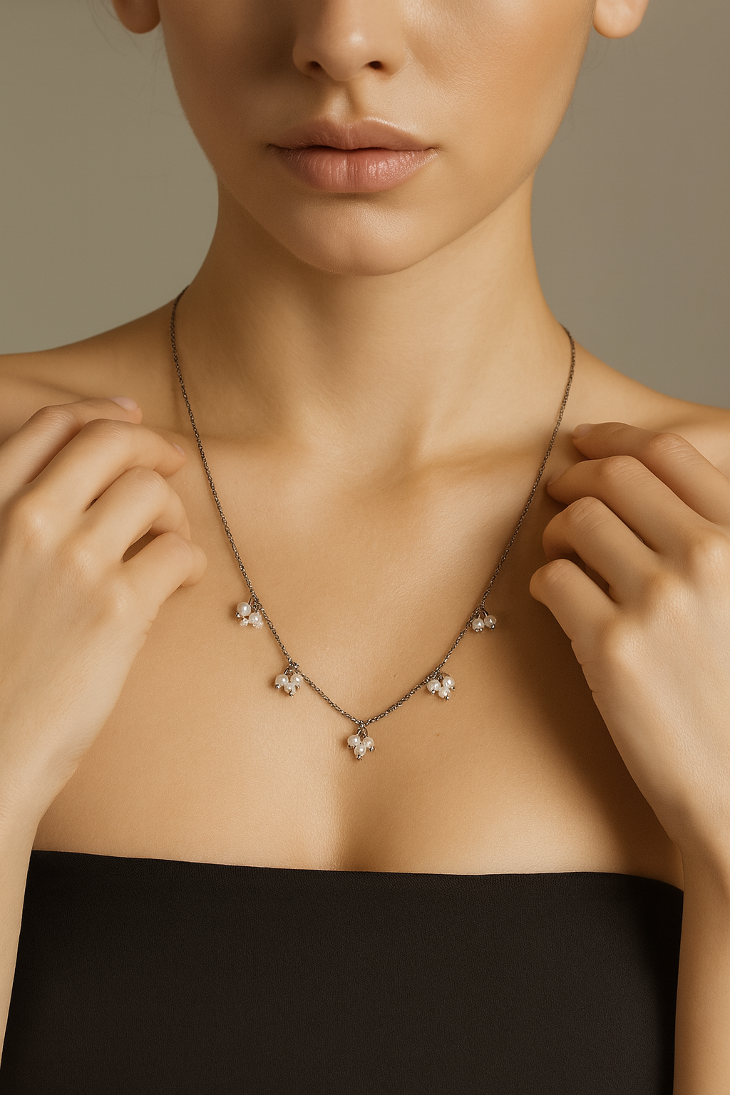 JARY 925 Sterling Silver Pearl Blossom Drops Necklace