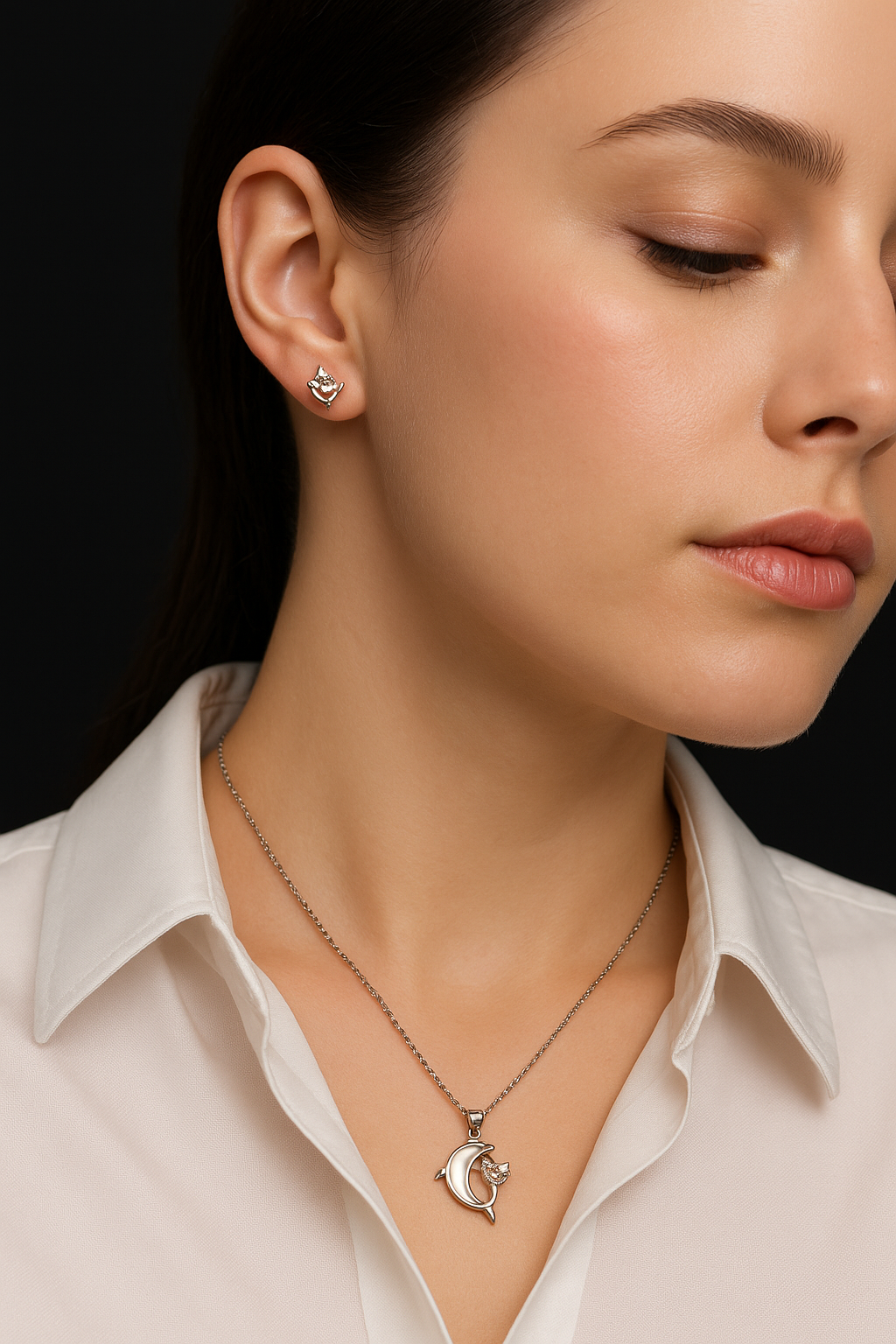 JARY 925 Sterling Silver Ocean’s Embrace Necklace Set