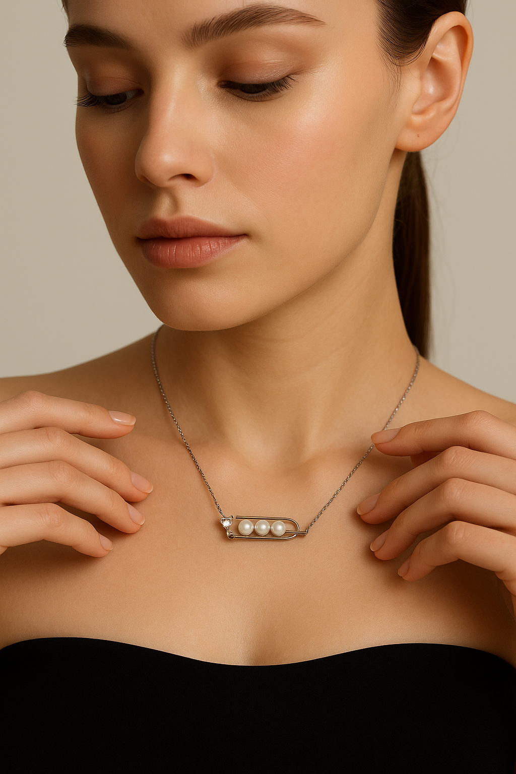 JARY 925 Sterling Silver Pearl Symphony of Love Necklace