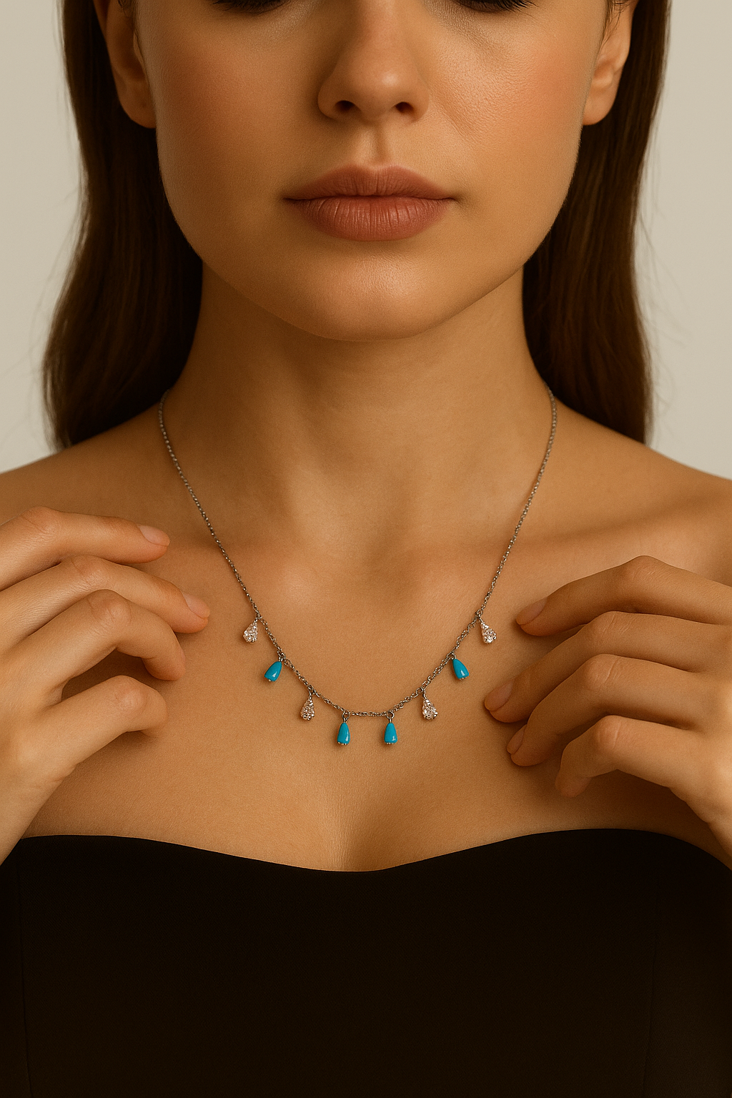 JARY 925 Sterling Silver Azure Tears of Elegance Necklace