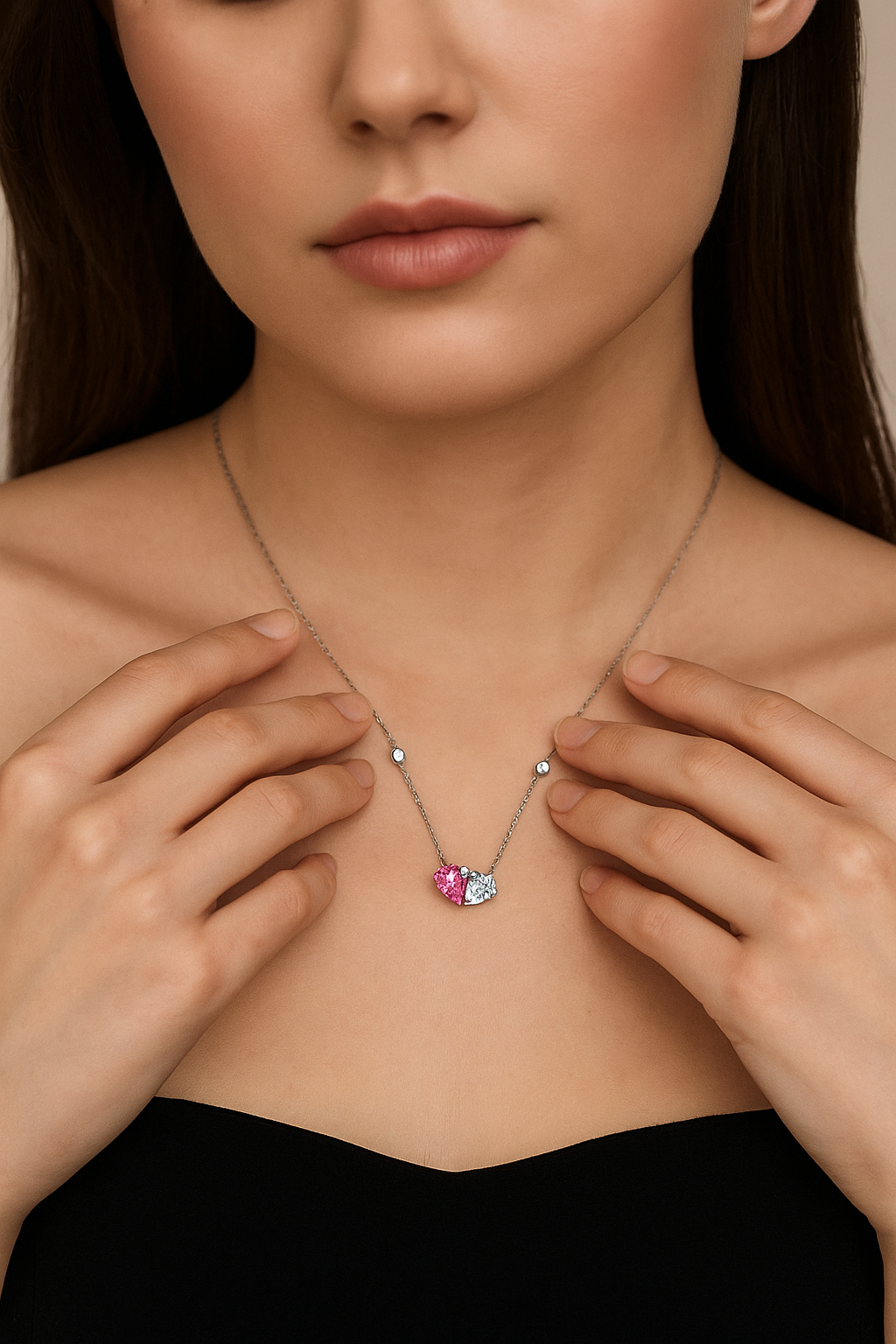 JARY 925 Sterling Silver Eternal Duo Necklace