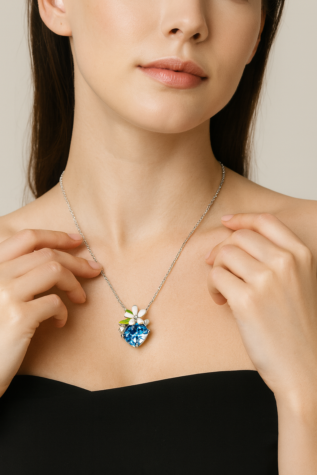 JARY 925 sterling silver Azure  Square Bloom Pendant