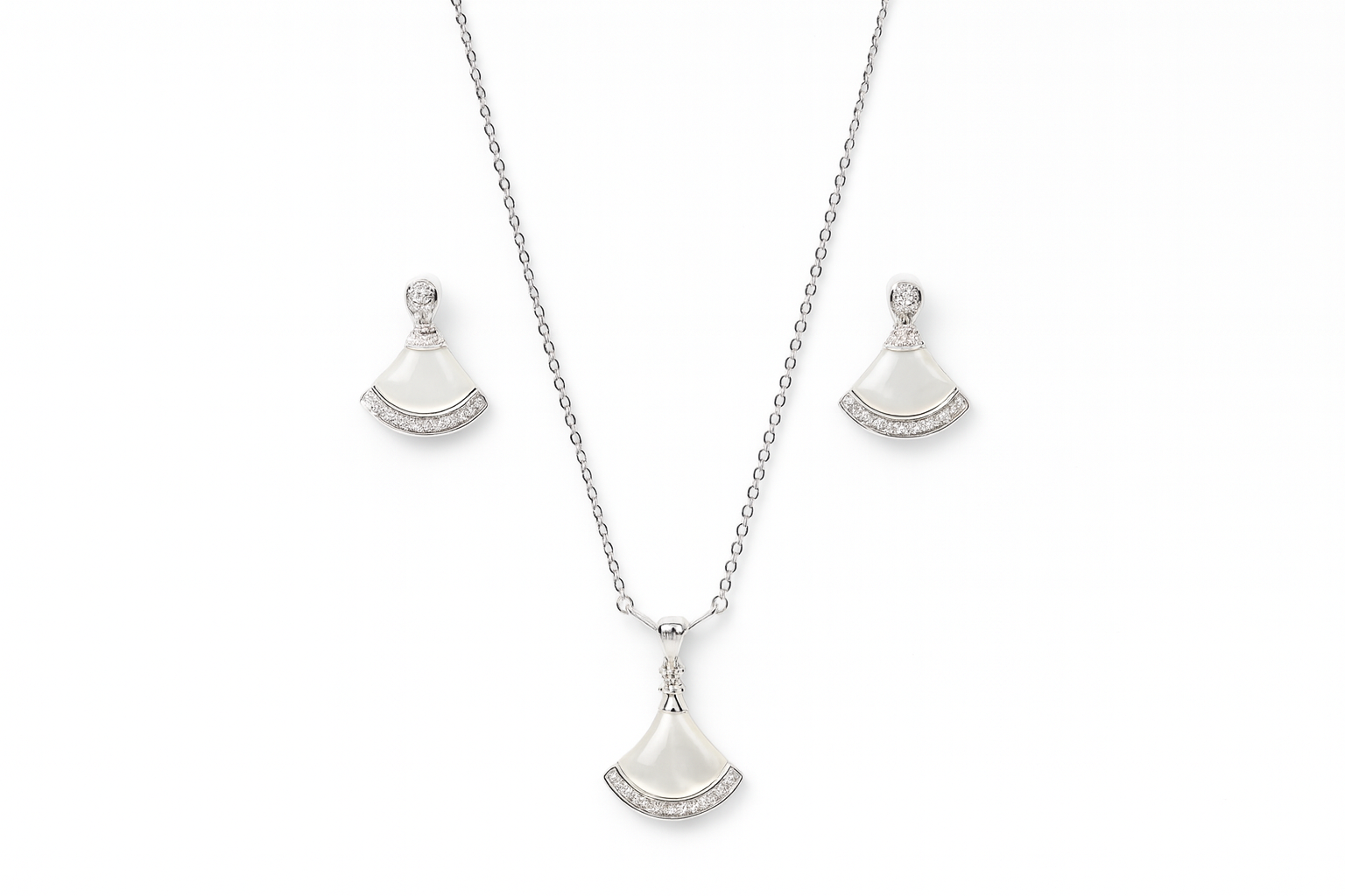 JARY 925 sterling silver Pearl Petal Pendant Set