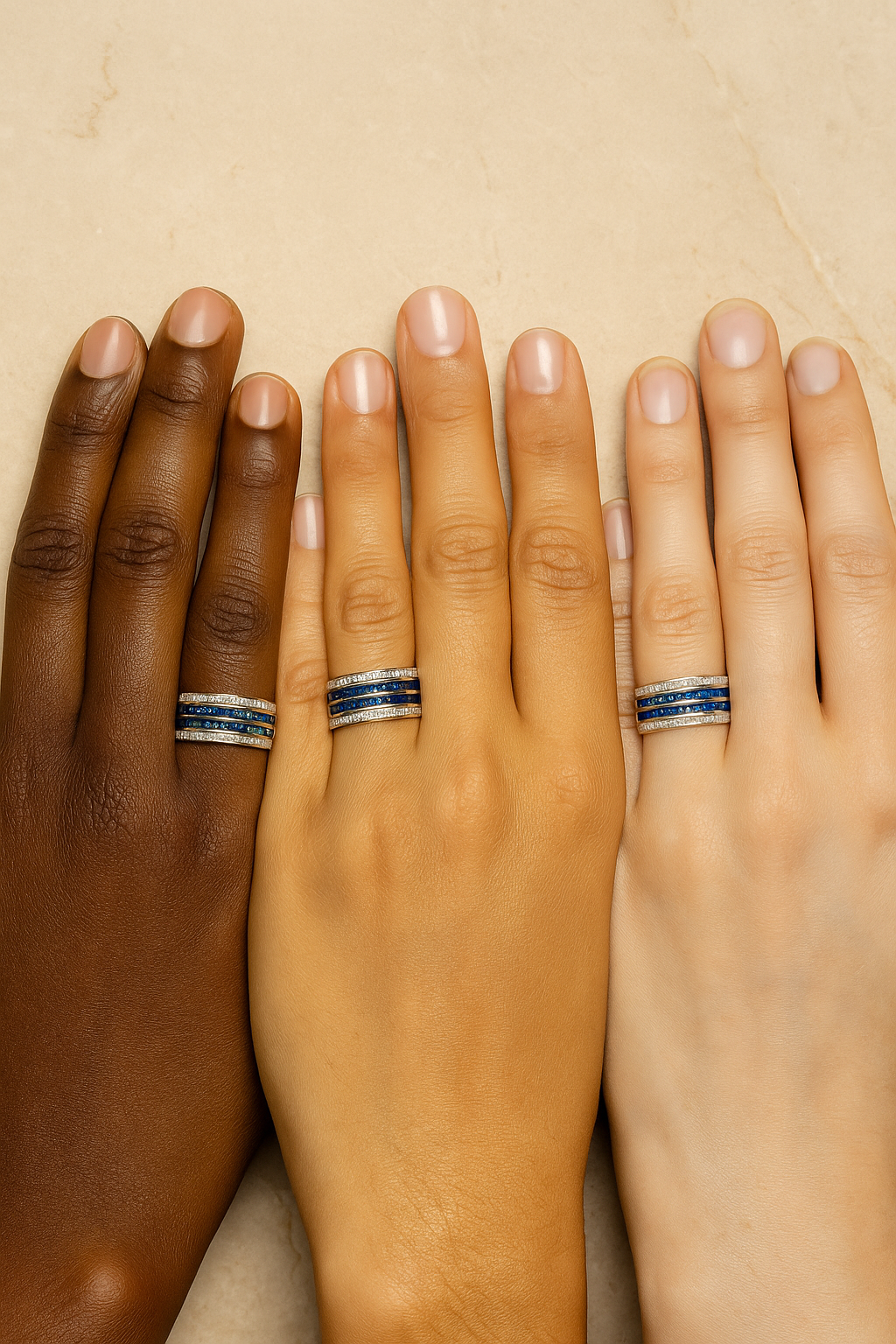 JARY 925 Sterling Silver Emerald & Diamond Simulated Statement Ring