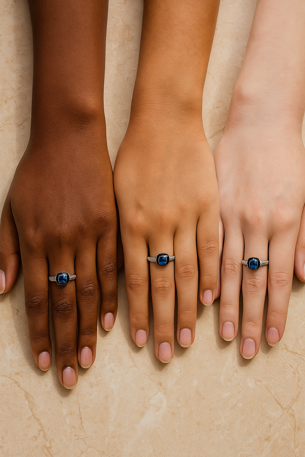JARY 925 Sterling Silver Royal Blue Solitaire Ring