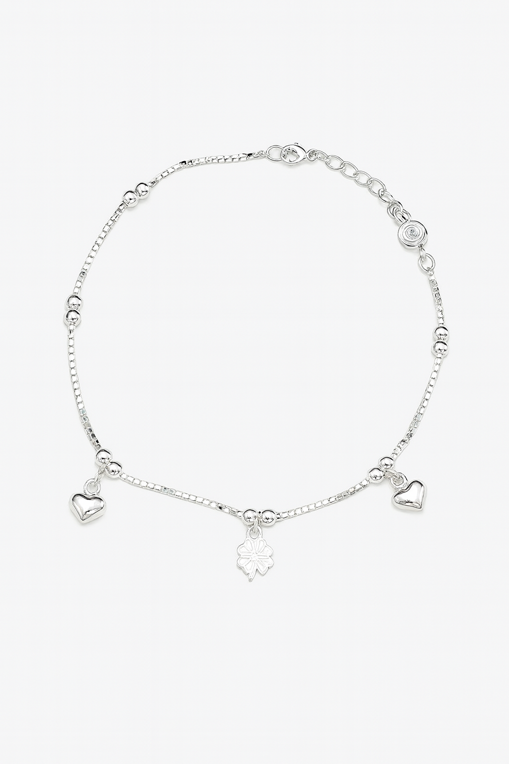 JARY Ishara 925 Sterling Silver Heart & Flower Charm Payal