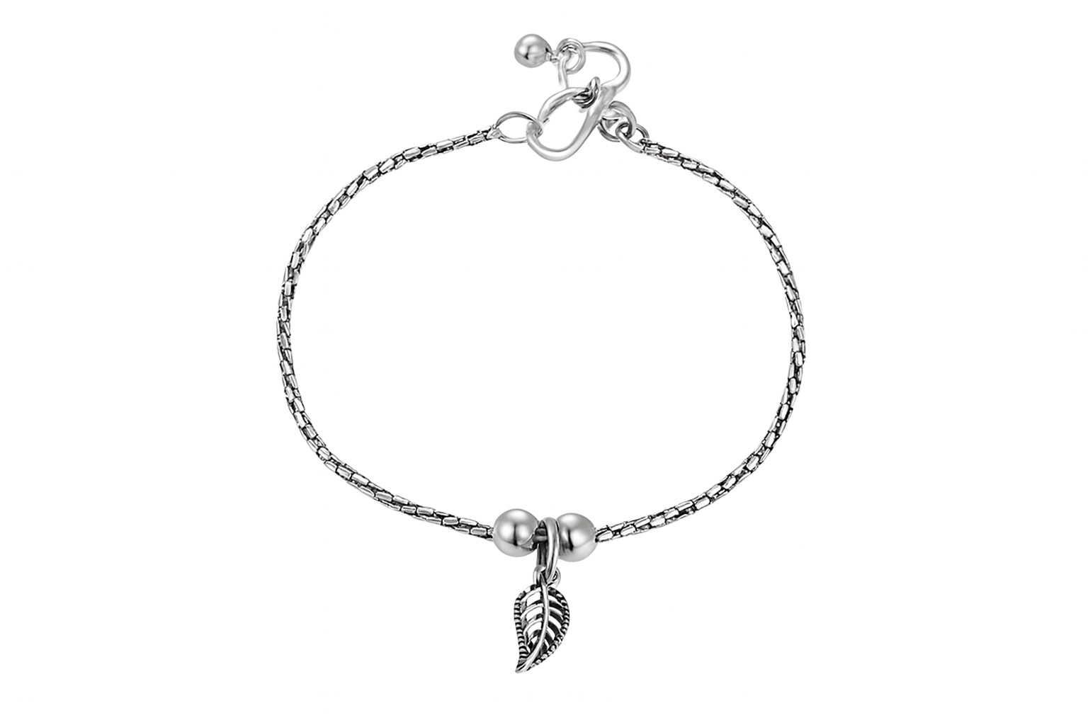 JARY Taruvi 925 Sterling Silver Oxidized Leaf Charm Payal