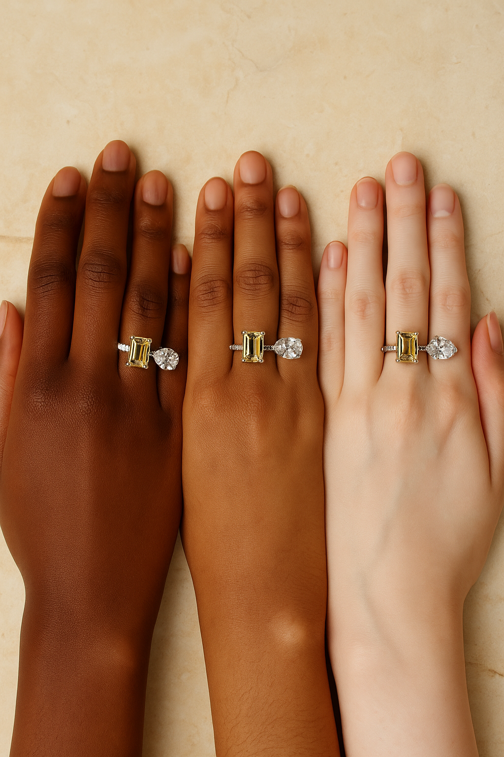 JARY 925 Sterling Silver Golden Radiance Solitaire