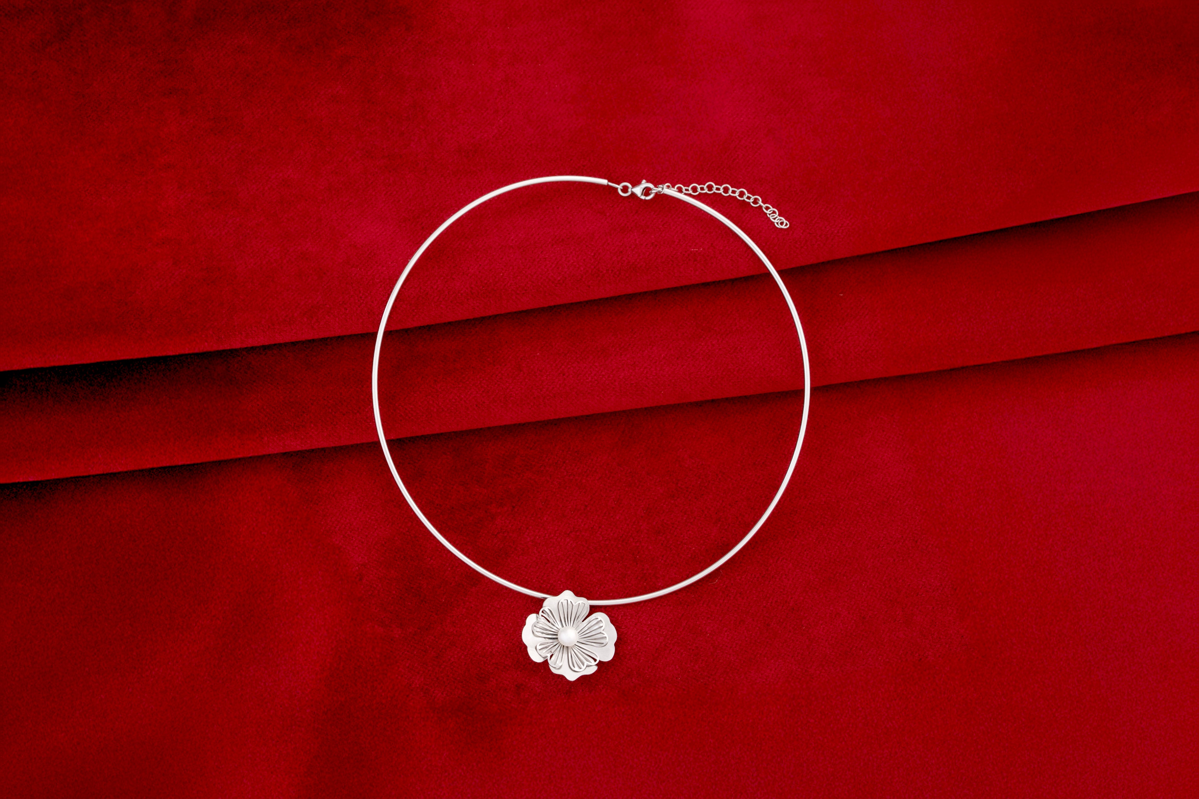 JARY 925 Sterling Silver Blooming Grace Choker Necklace