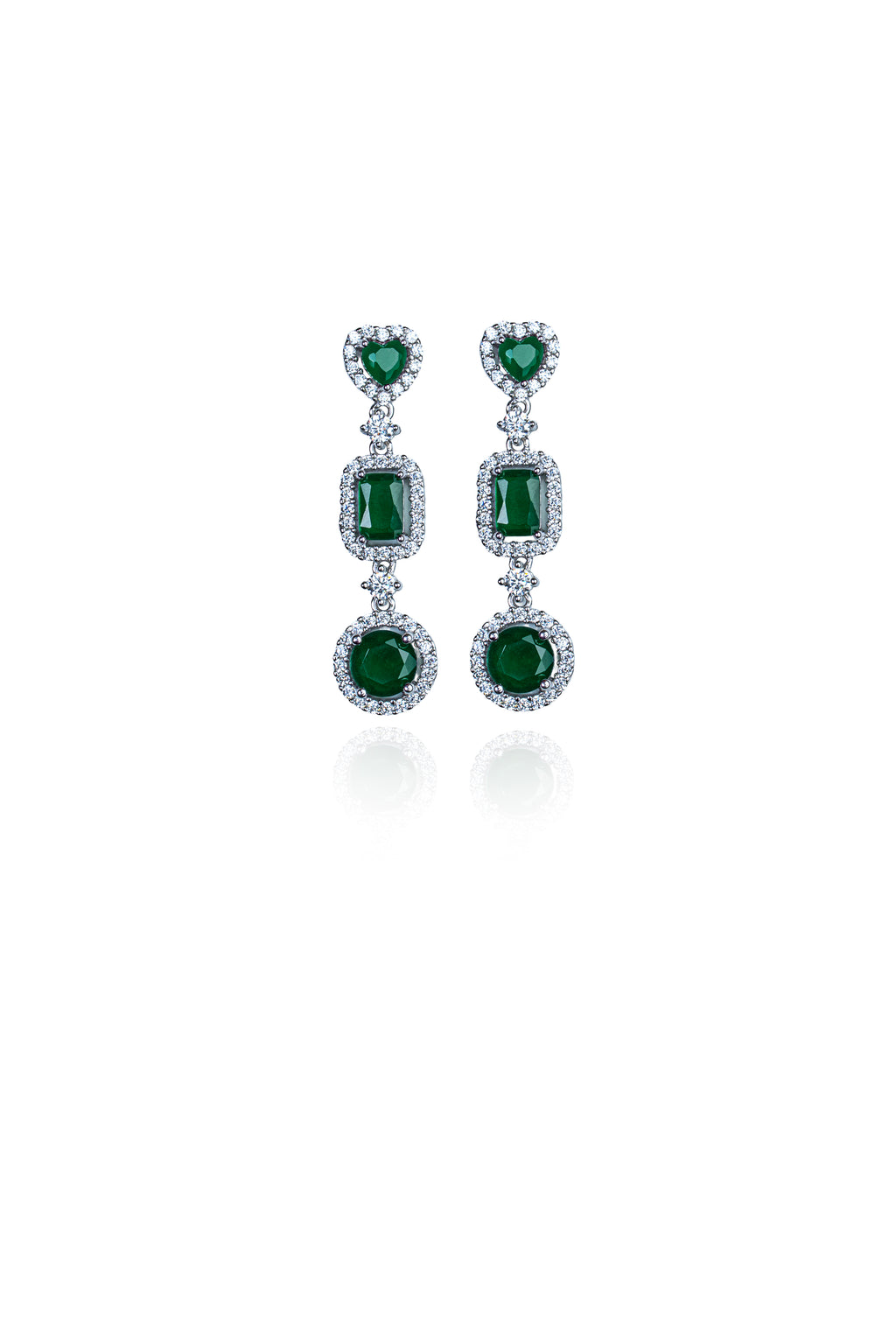 JARY 925 Sterling Silver Emerald Royale Dangler Earrings