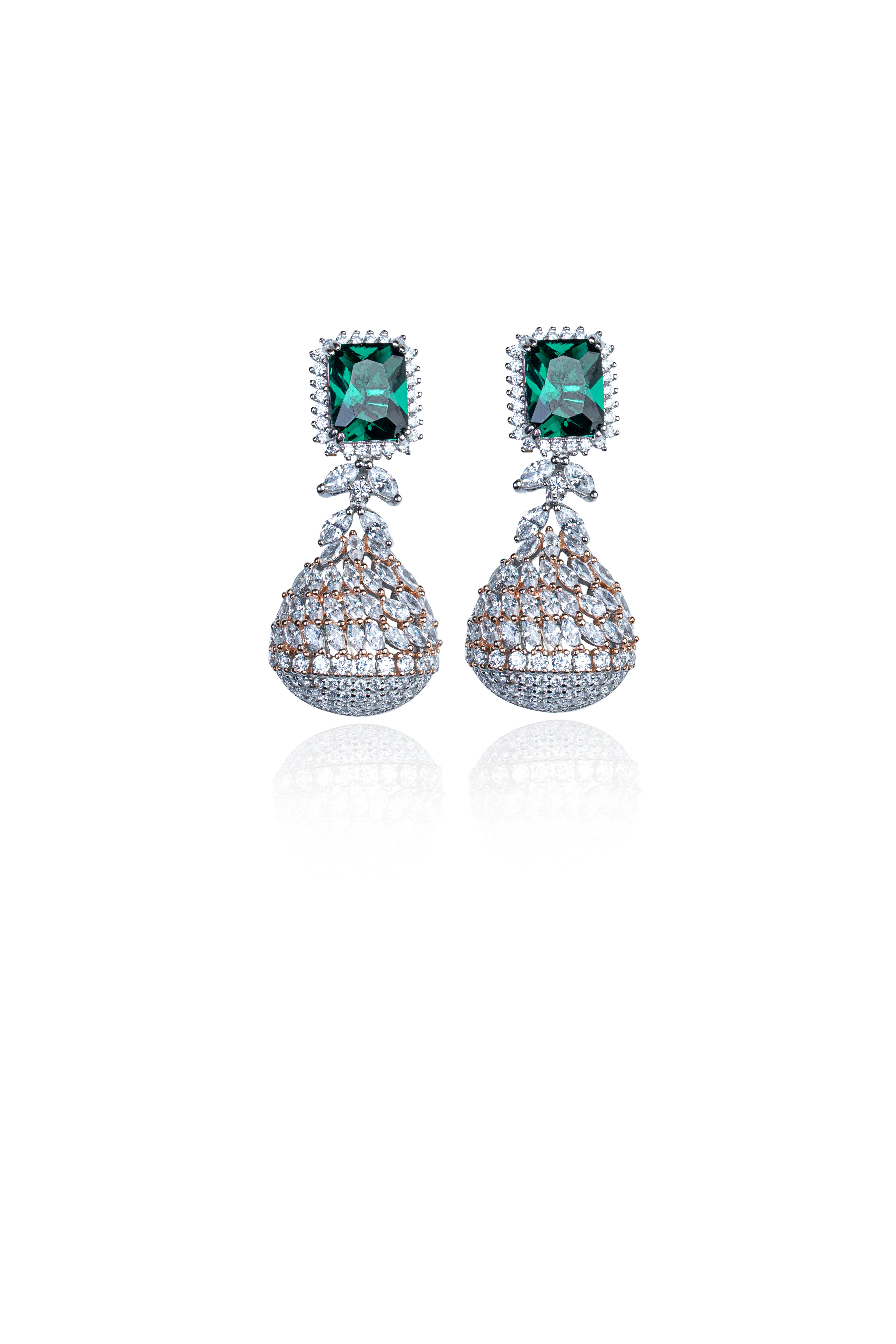 JARY 925 Sterling Silver Royal Emerald Chandelier Drop Earrings