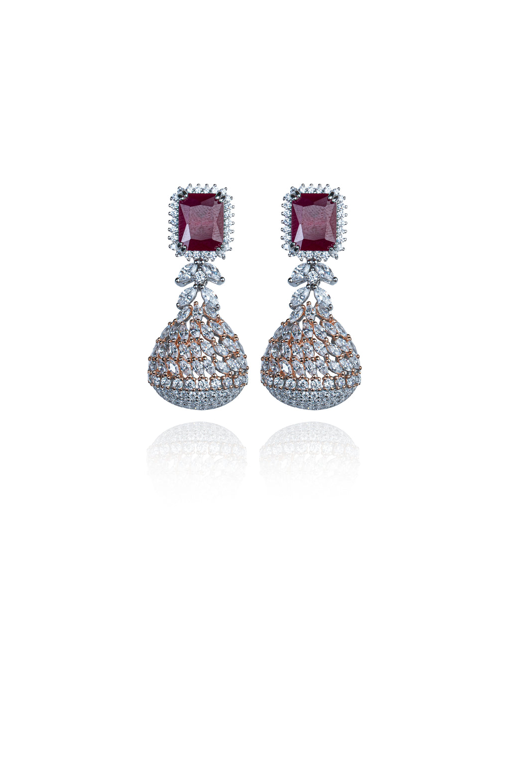 JARY 925 Sterling Silver Regal Ruby Chandelier Drop Earrings