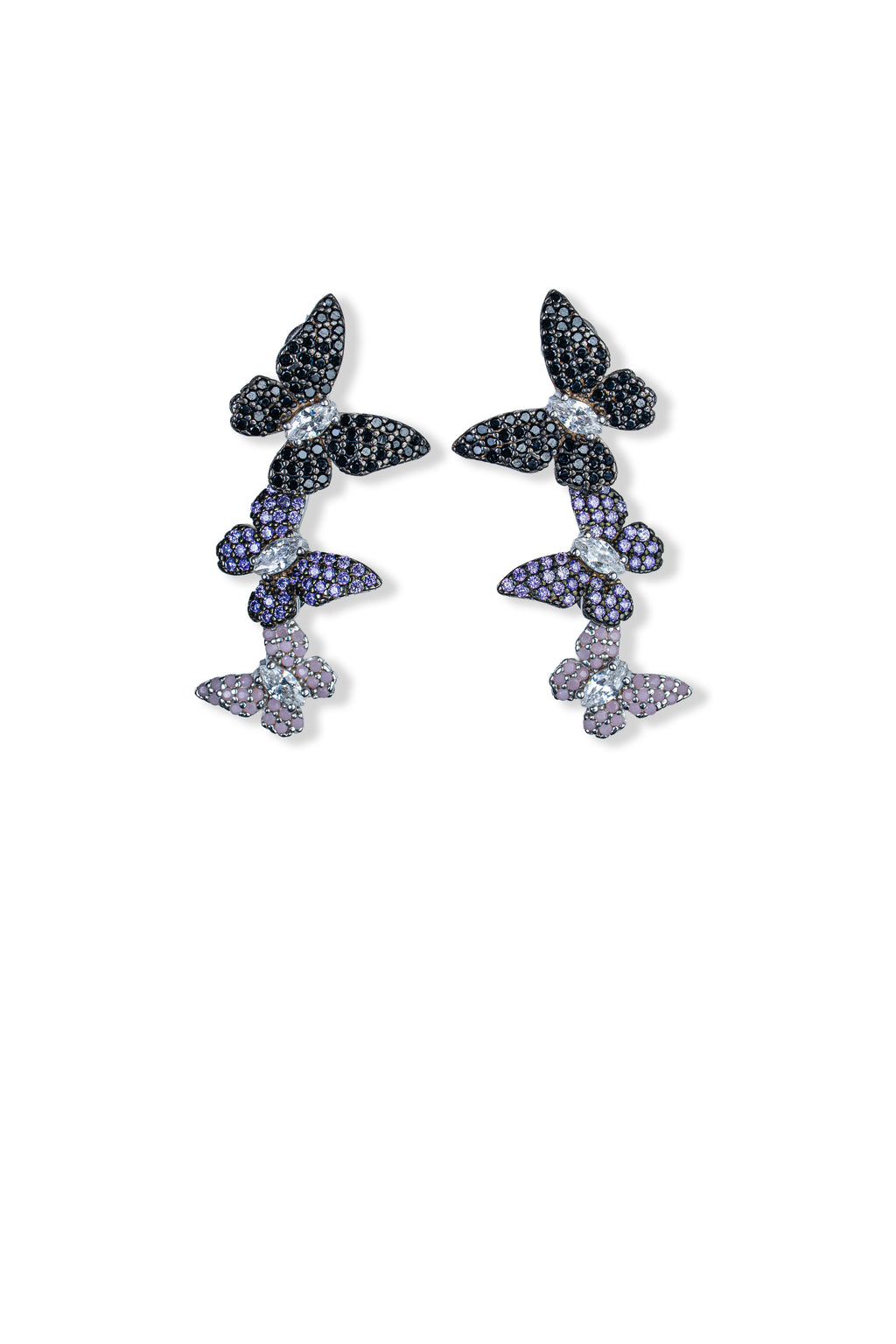 JARY 925 Sterling Silver Midnight Aurora Butterfly Dangler Earrings