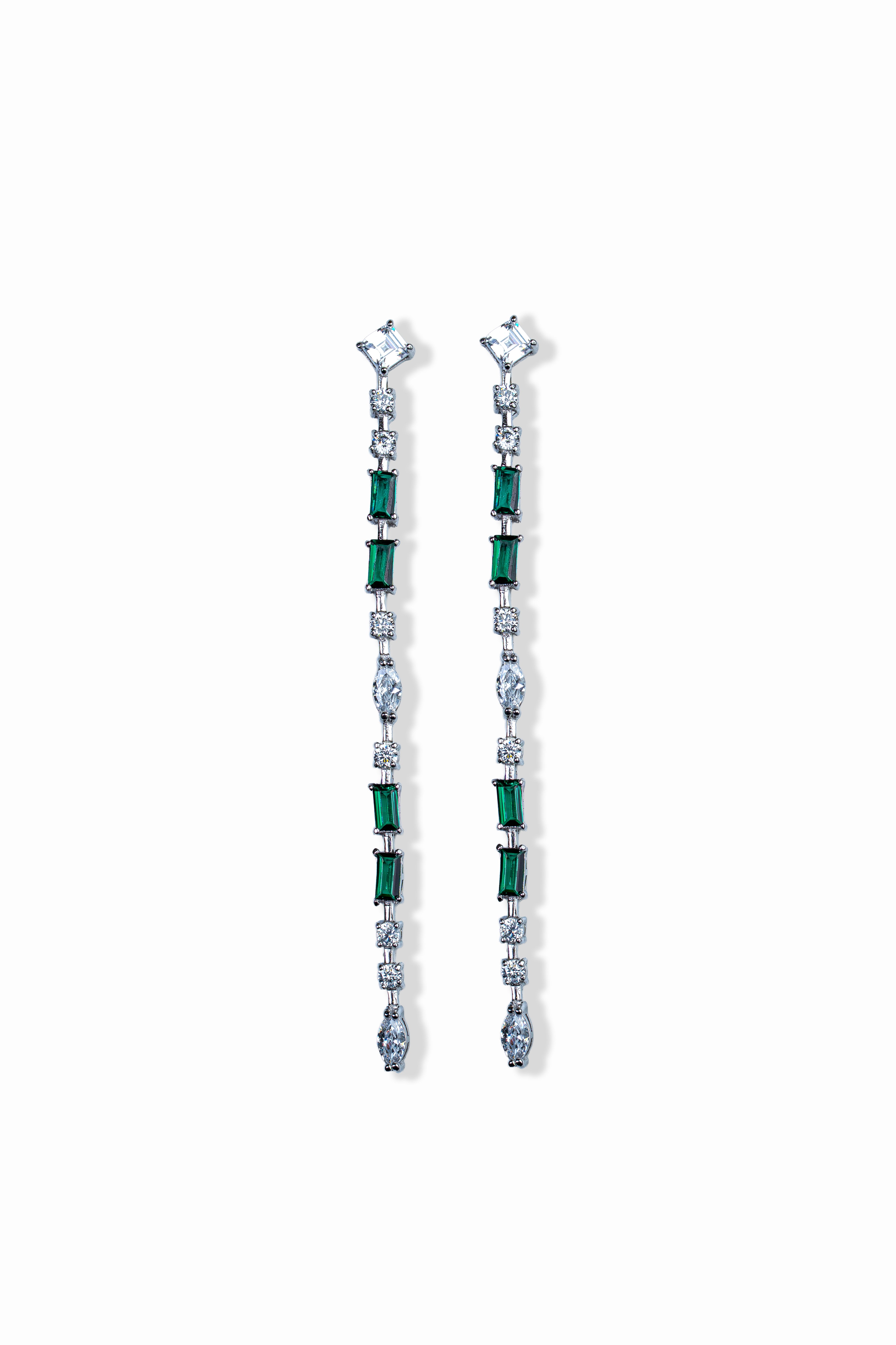JARY 925 Sterling Silver Sapphire Linear Elegance Drop Earrings
