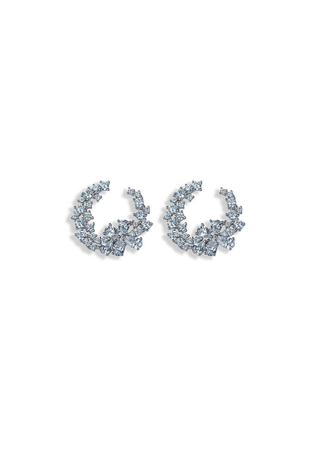 JARY 925 Sterling Silver Crescent Bloom Cluster Earrings