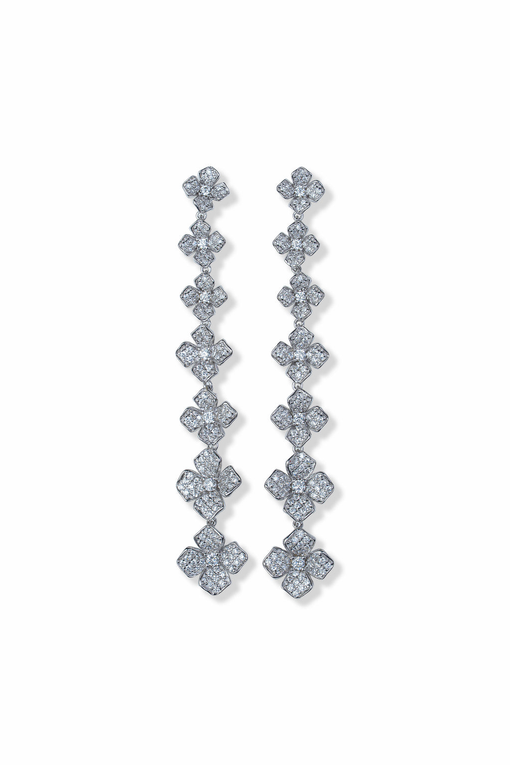 JARY 925 Sterling Silver Floral Luxe Cascade Earrings