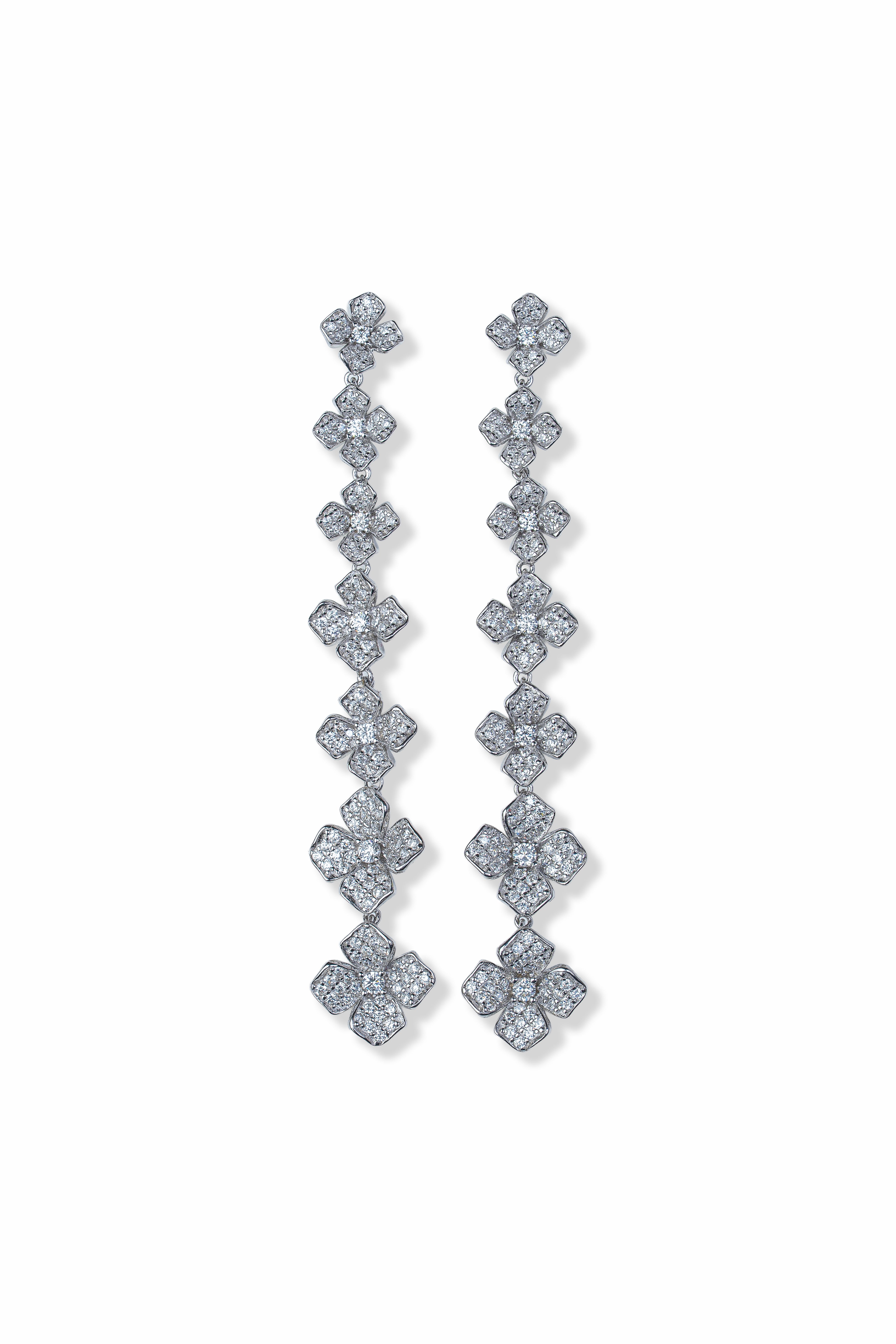 JARY 925 Sterling Silver Floral Luxe Cascade Earrings