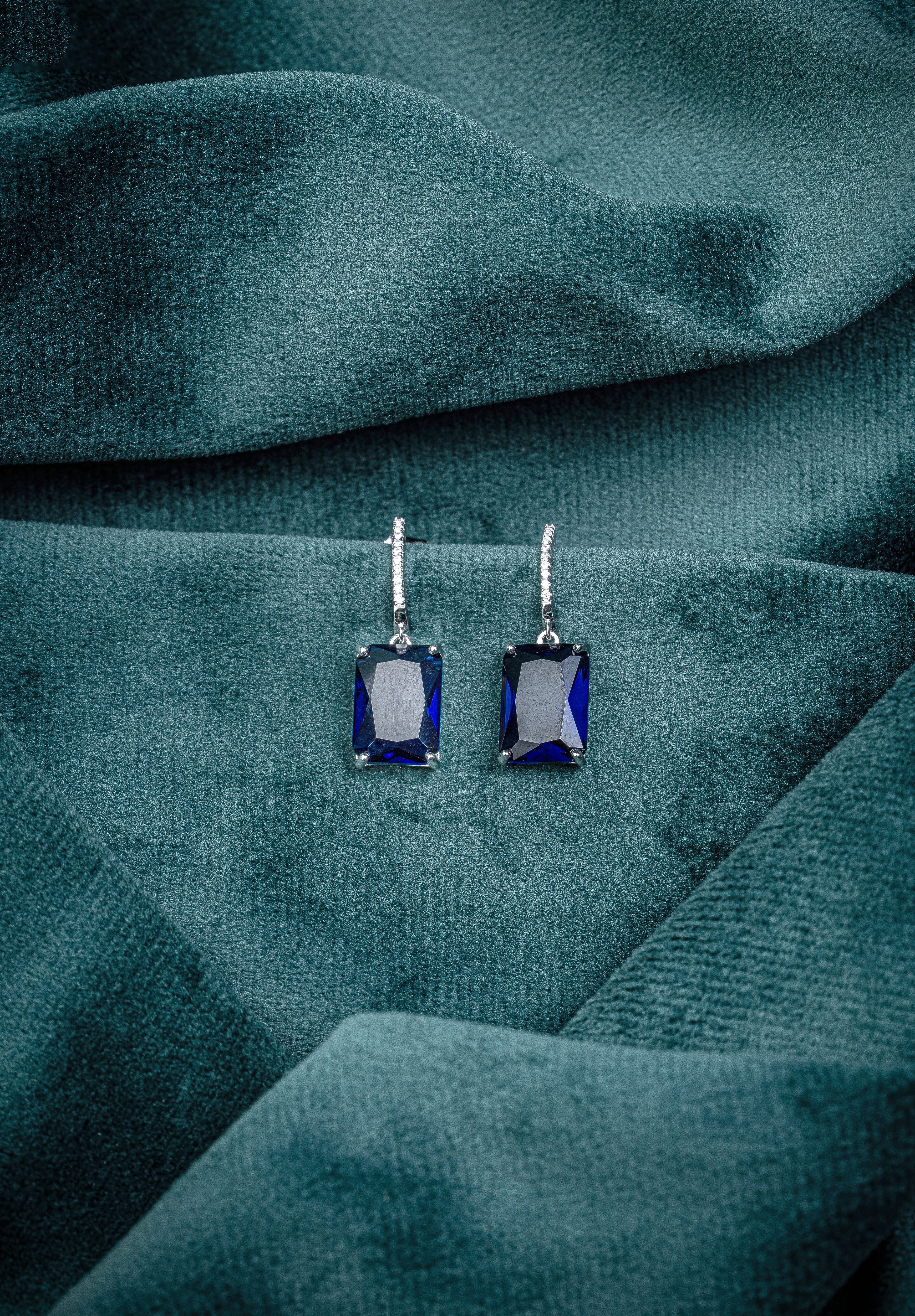 JARY 925 Sterling Silver Midnight Sapphire Classic Drop Earrings