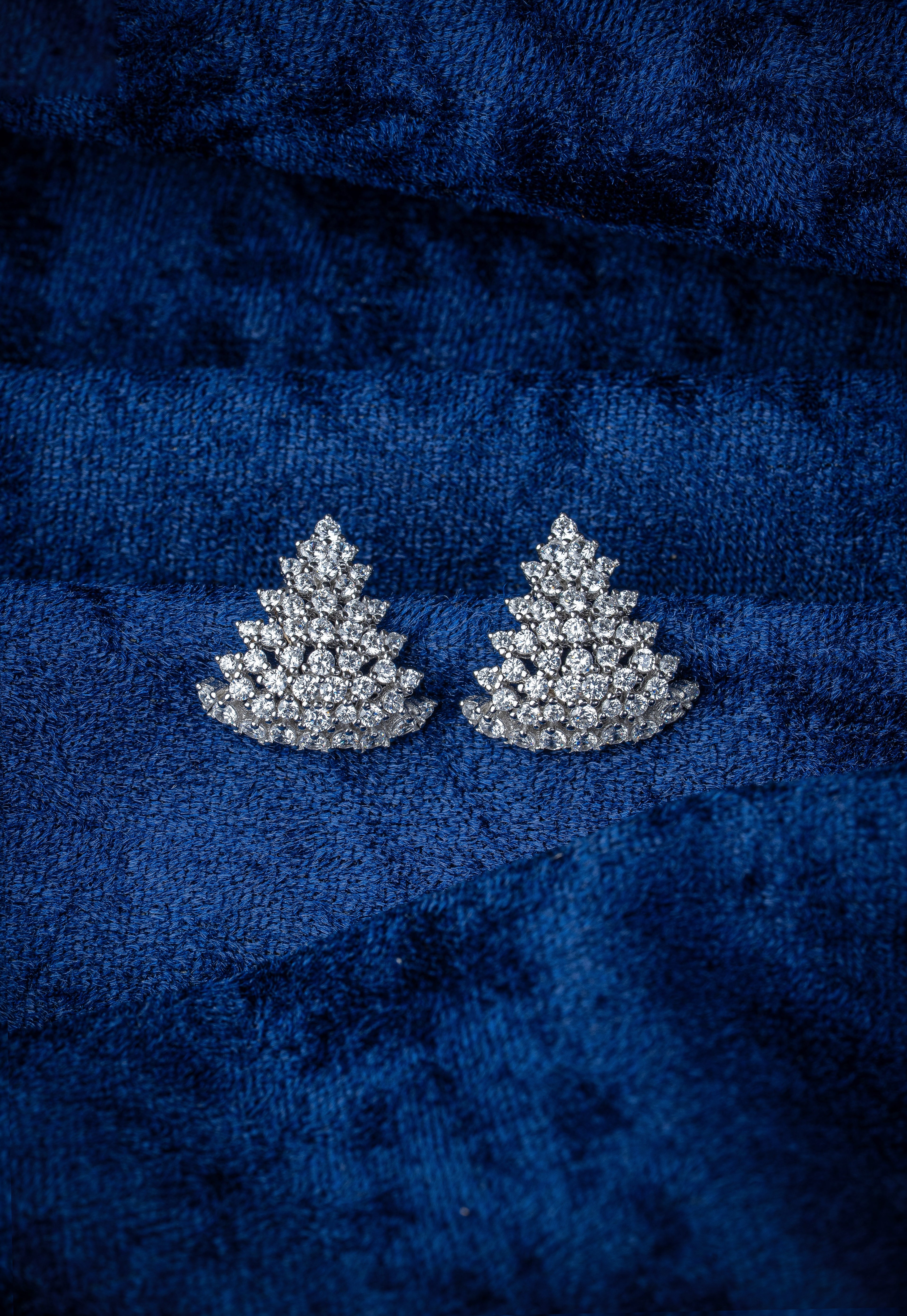 JARY 925 Sterling Silver Radiant Cascade Cluster Earrings