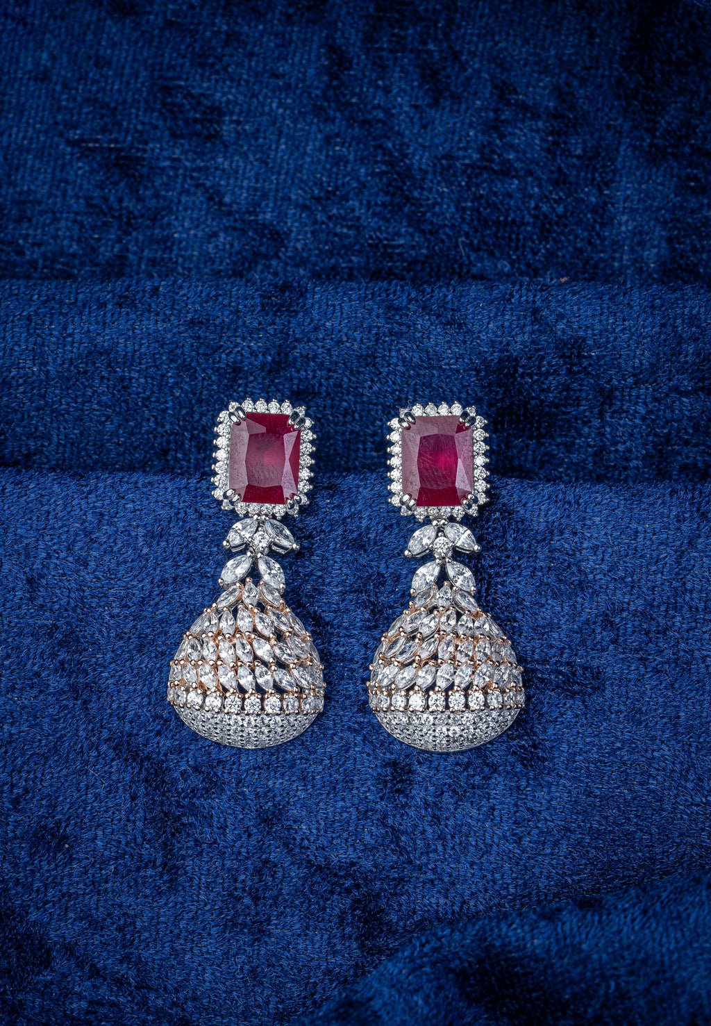 JARY 925 Sterling Silver Regal Ruby Chandelier Drop Earrings