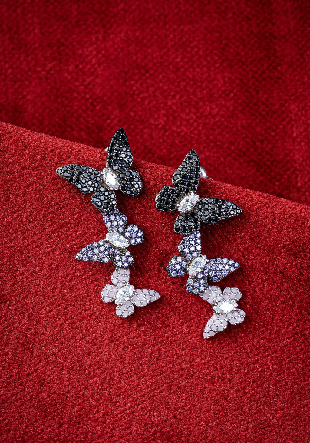 JARY 925 Sterling Silver Midnight Aurora Butterfly Dangler Earrings