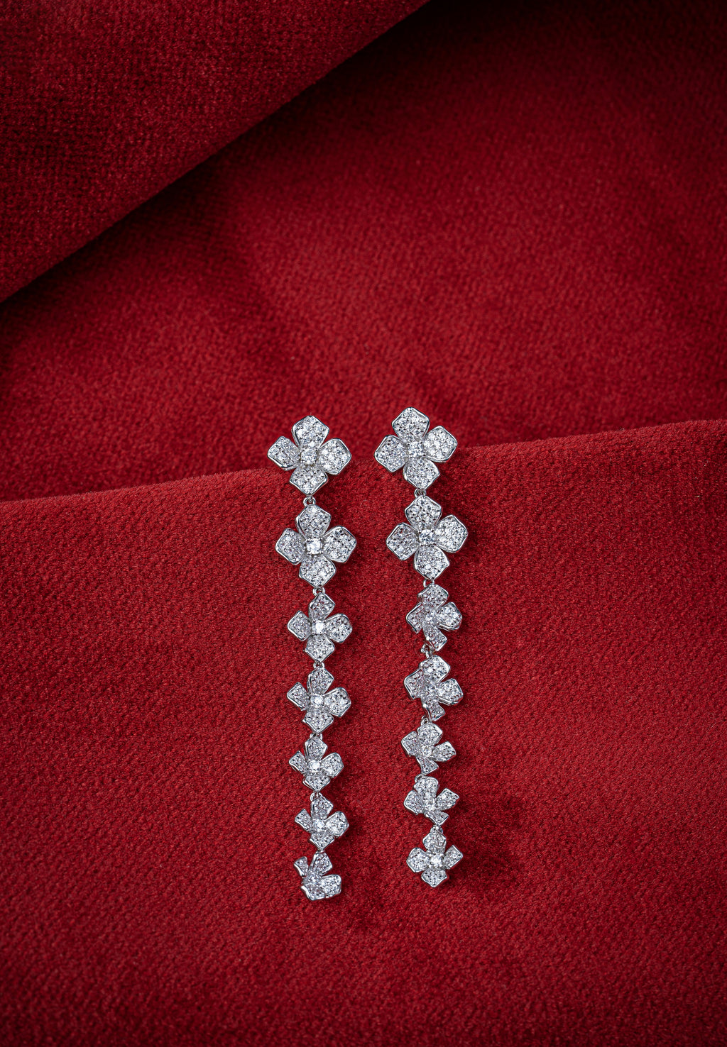 JARY 925 Sterling Silver Floral Luxe Cascade Earrings