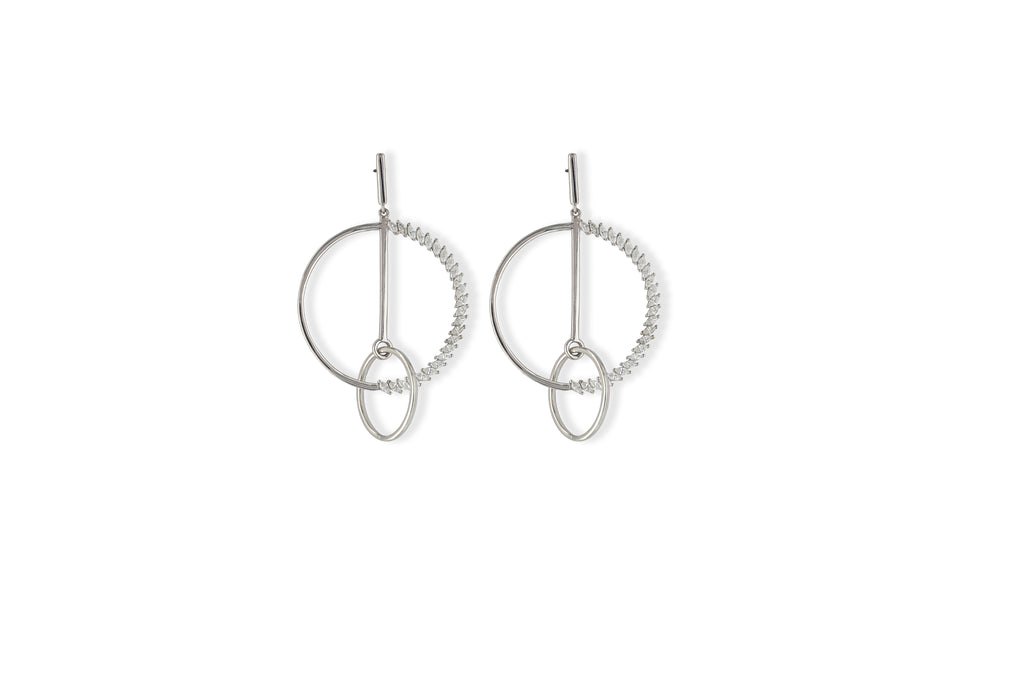 JARY 925 Sterling Silver Orbit Geo Loop Earrings