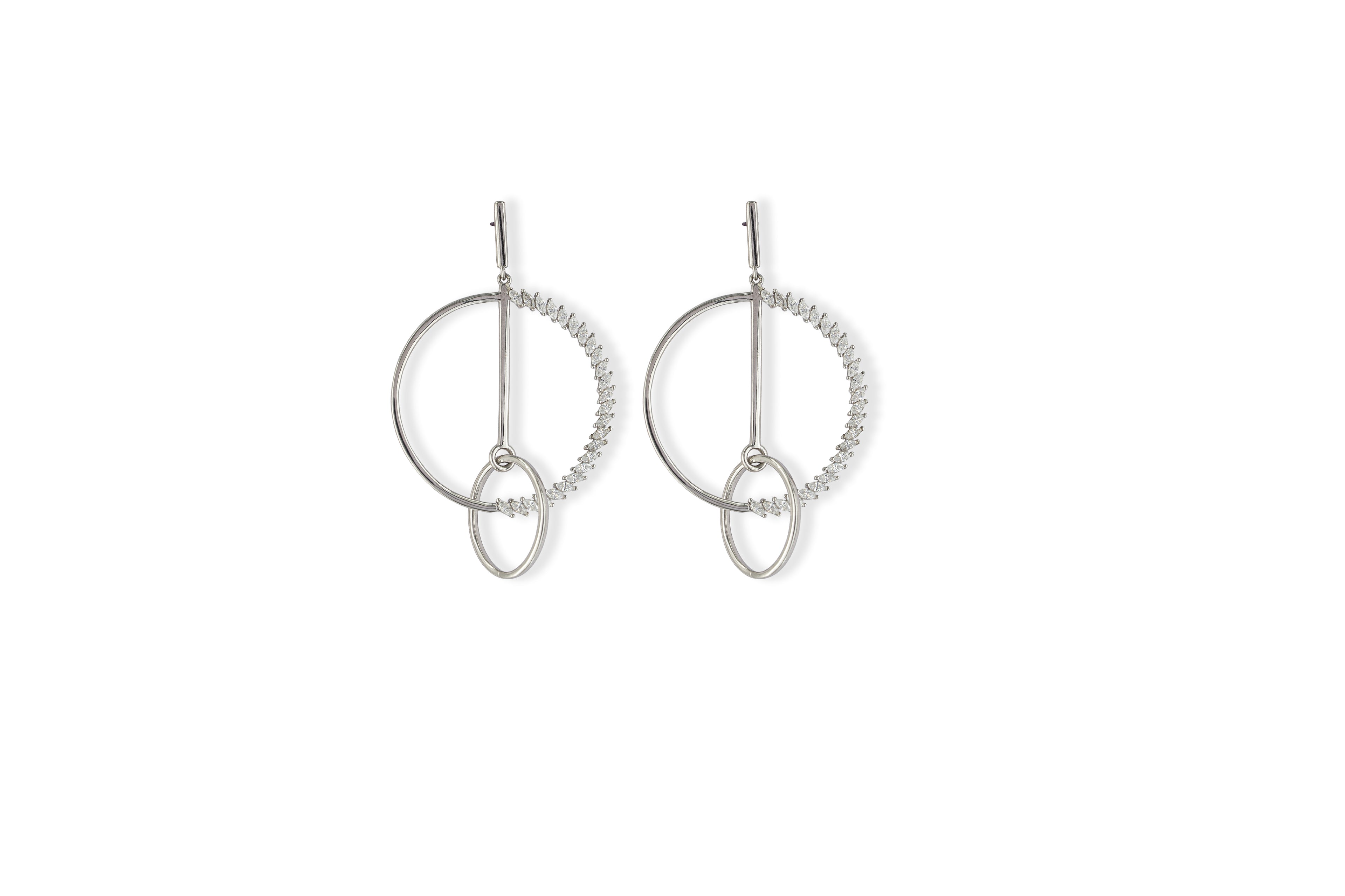 JARY 925 Sterling Silver Orbit Geo Loop Earrings