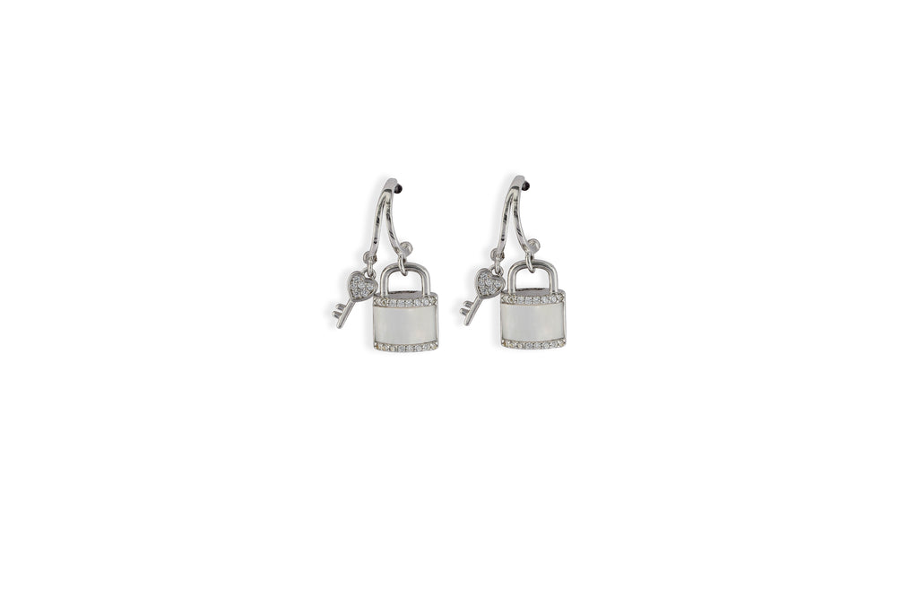 JARY 925 Sterling Silver LoveLock Charm Earrings