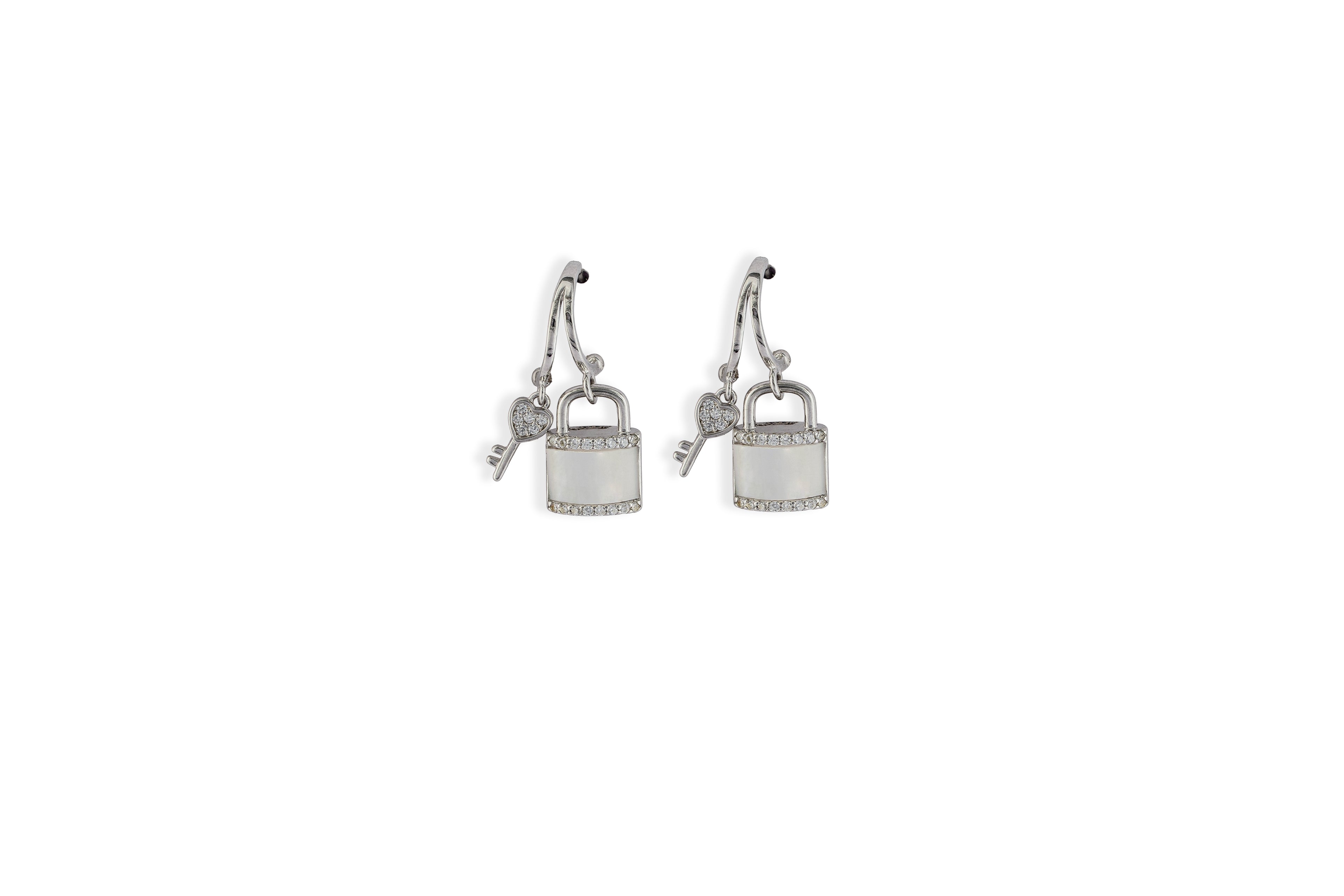 JARY 925 Sterling Silver LoveLock Charm Earrings