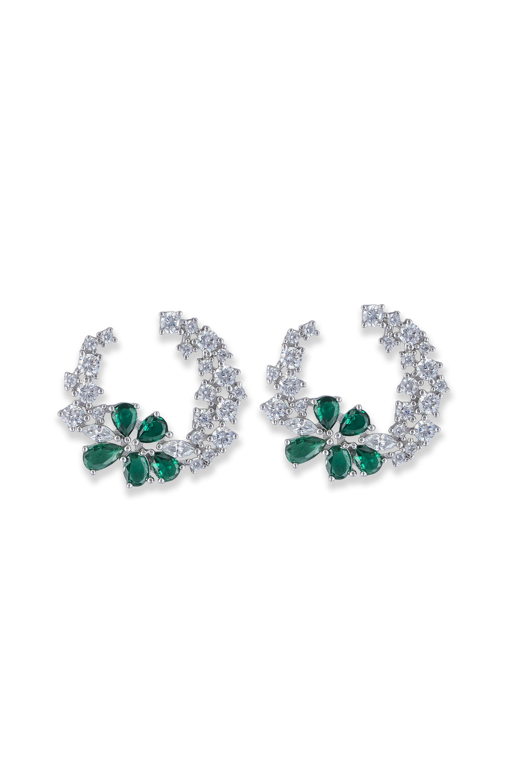 JARY 925 Sterling Silver Crescent Bloom Cluster Earrings