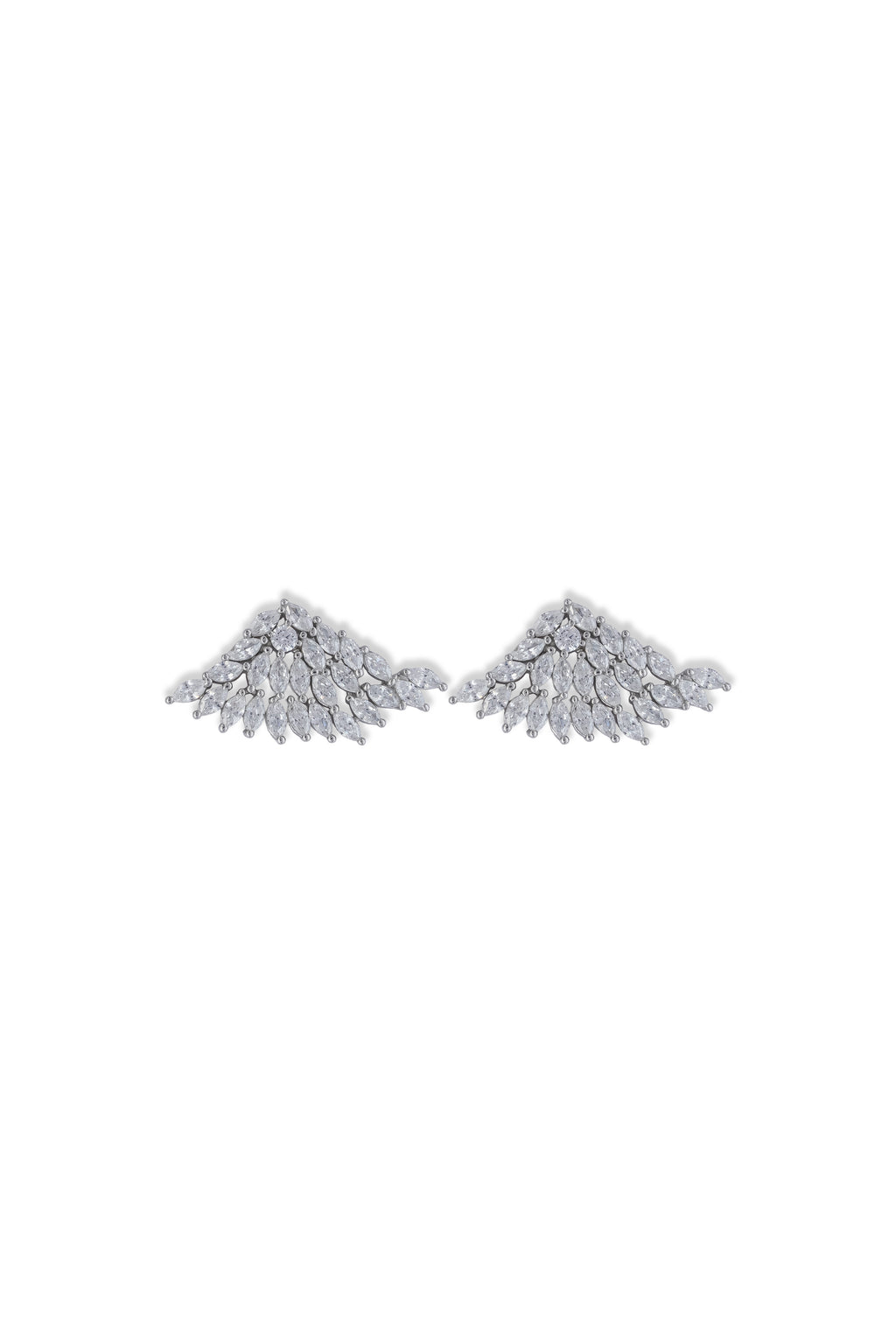 JARY 925 Sterling Silver Crystal Feather Wing Earrings