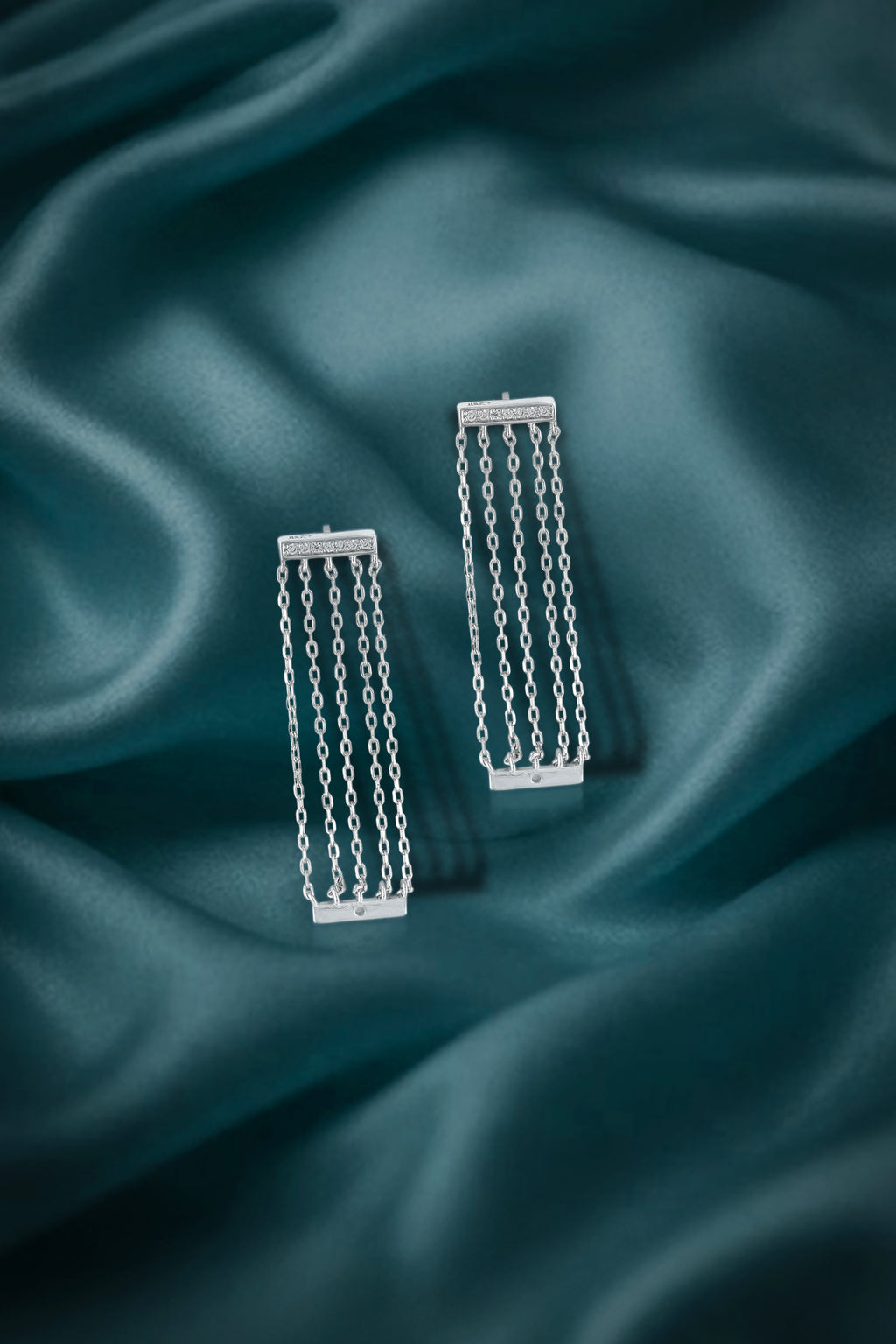 JARY 925 Sterling Silver Cascade Chain Luxe Earrings