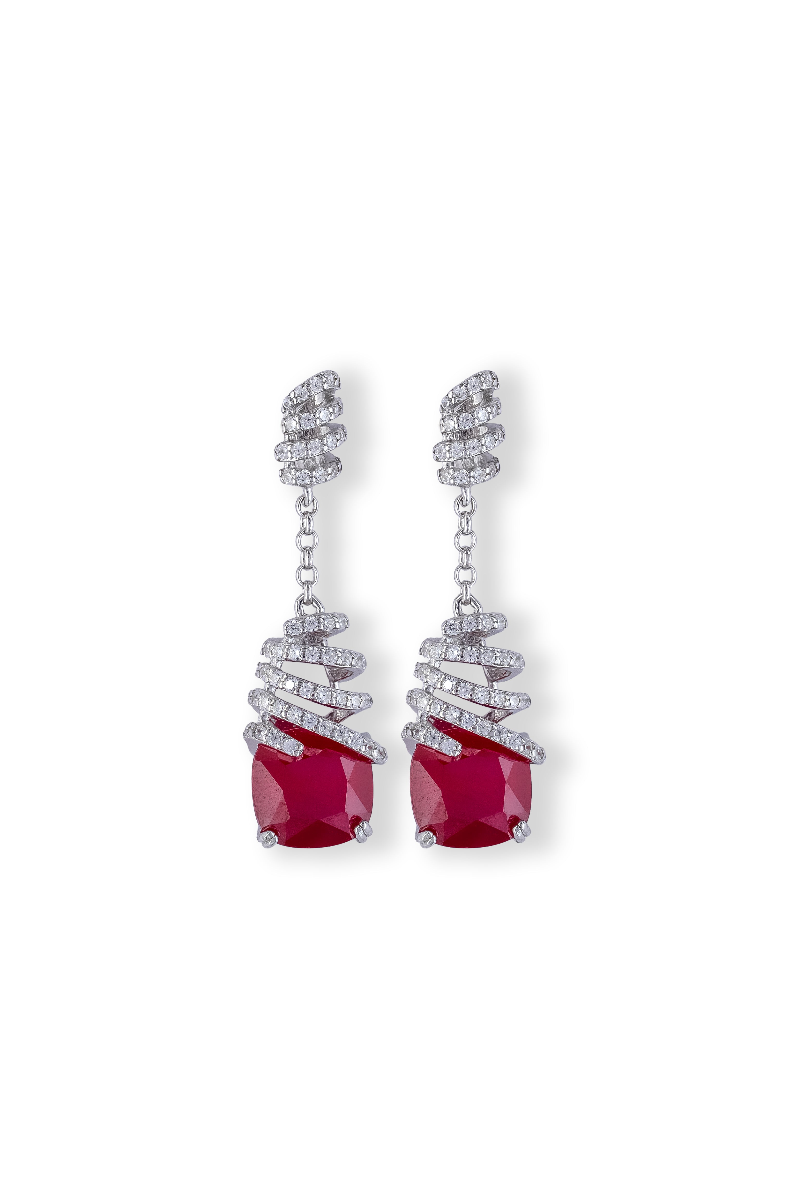 JARY 925 Sterling Silver Sapphire Swirl Cascade Dangler Earrings