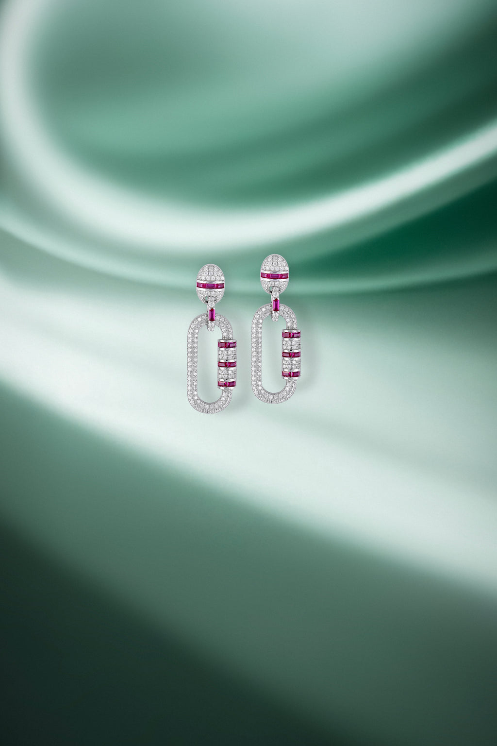 JARY 925 Sterling Silver Ruby Luxe Link Drop Earrings