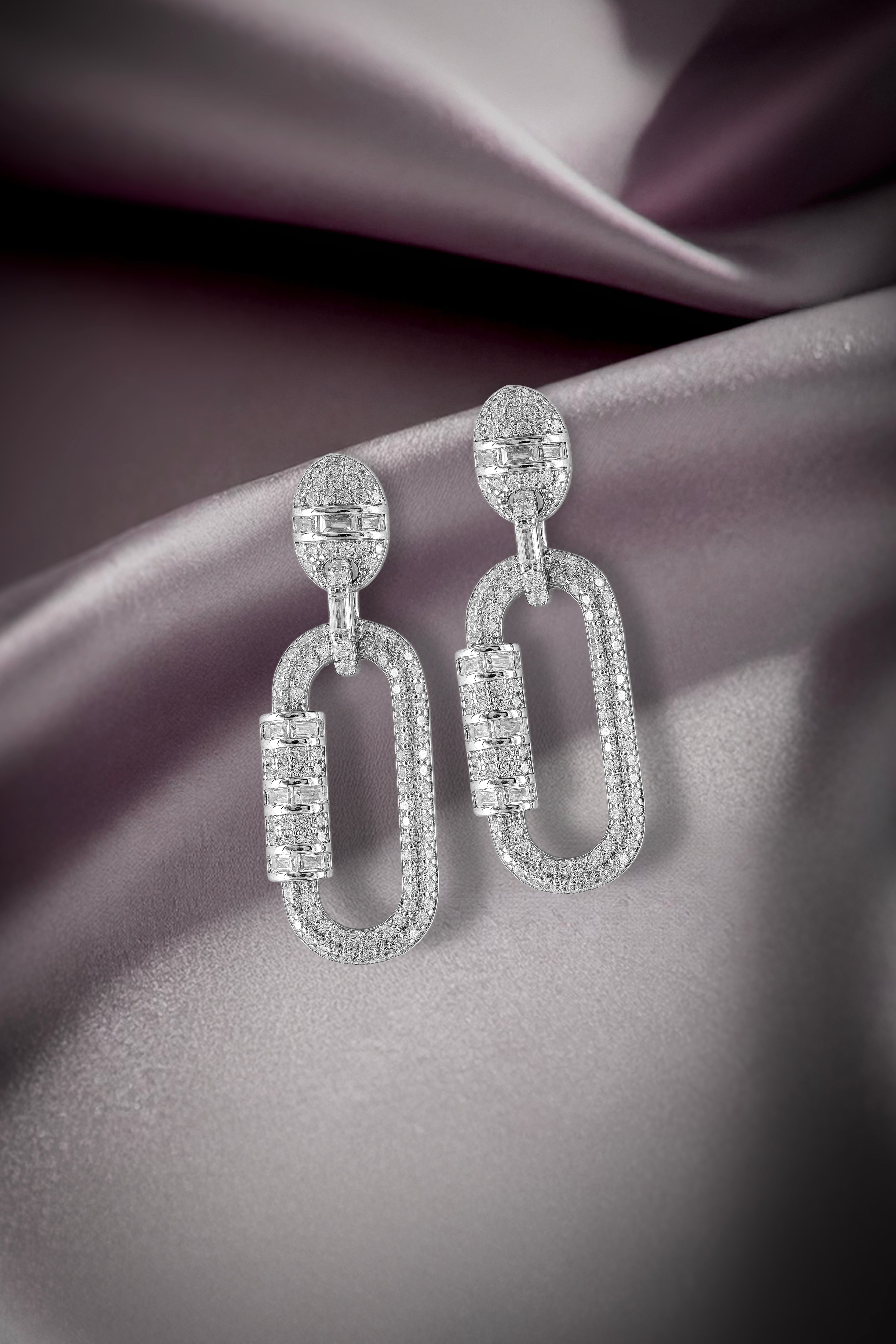 JARY 925 Sterling Silver Frost Link Luxe Earrings